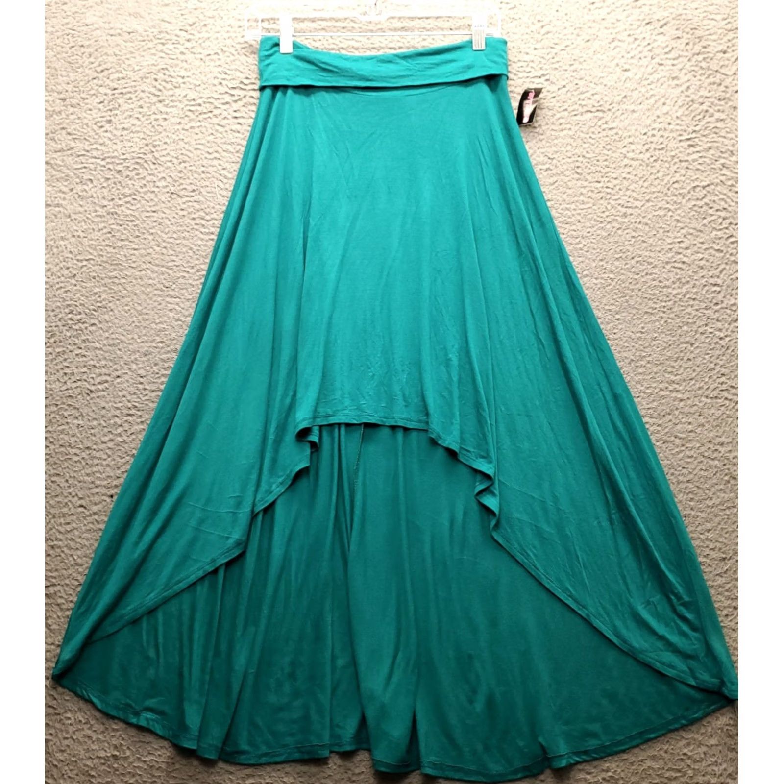 Vintage Poetry Women's L Green Stretch A-Line Maxi Skirt Pull On Casual Size 36" / US 14 / IT 50 - 2 Thumbnail