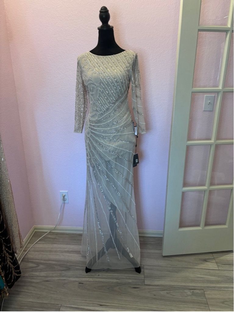 Adrianna Papell Women's Adrianna Papell Beige Beaded Long Gown Size 2 Size XS / US 0-2 / IT 36-38 - 4 Thumbnail