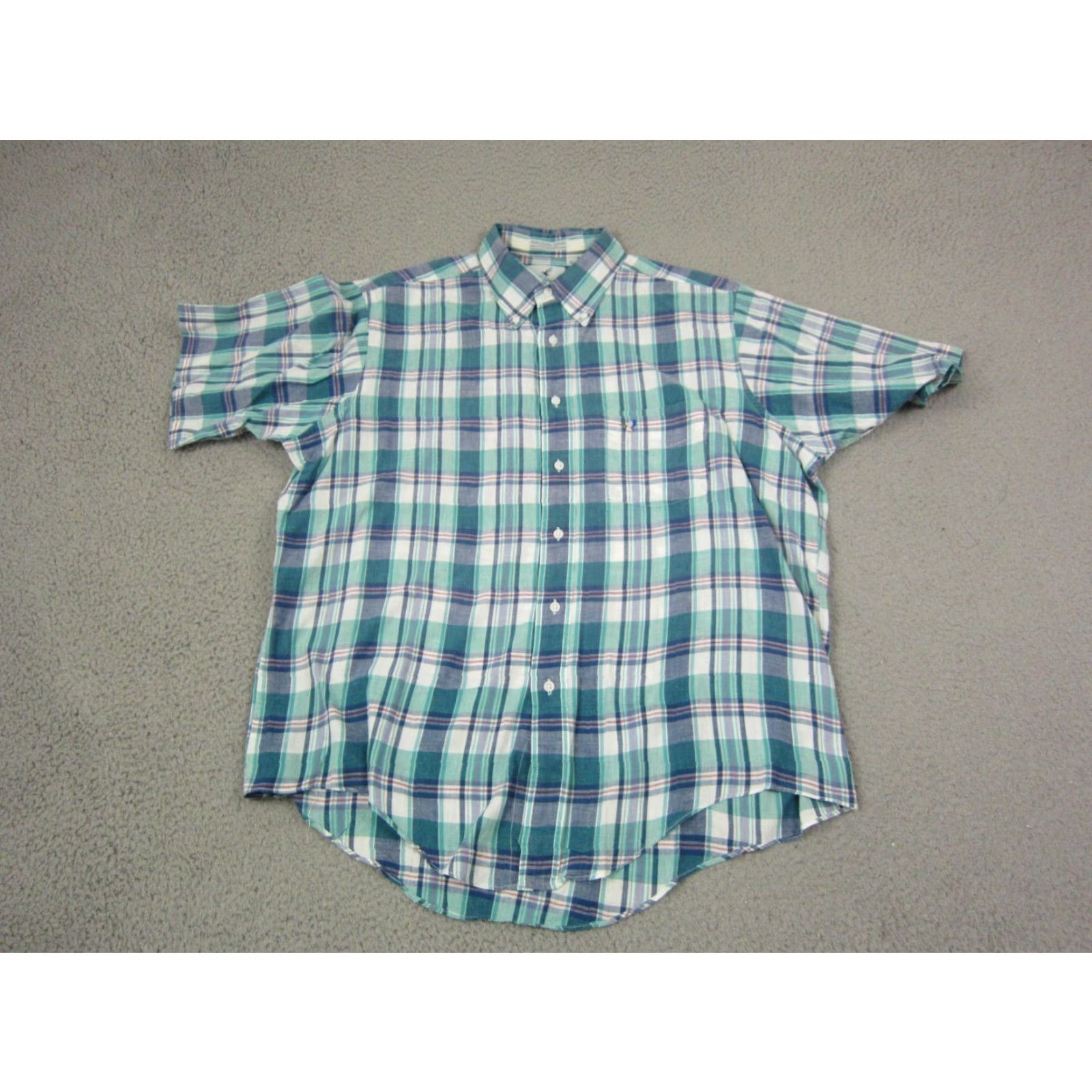 Vintage Flying Scotsman Shirt XL Blue Plaid Mens Button-Up Short Sleeve 90s Casual Cotton Made in USA Size US XL / EU 56 / 4 - 2 Thumbnail