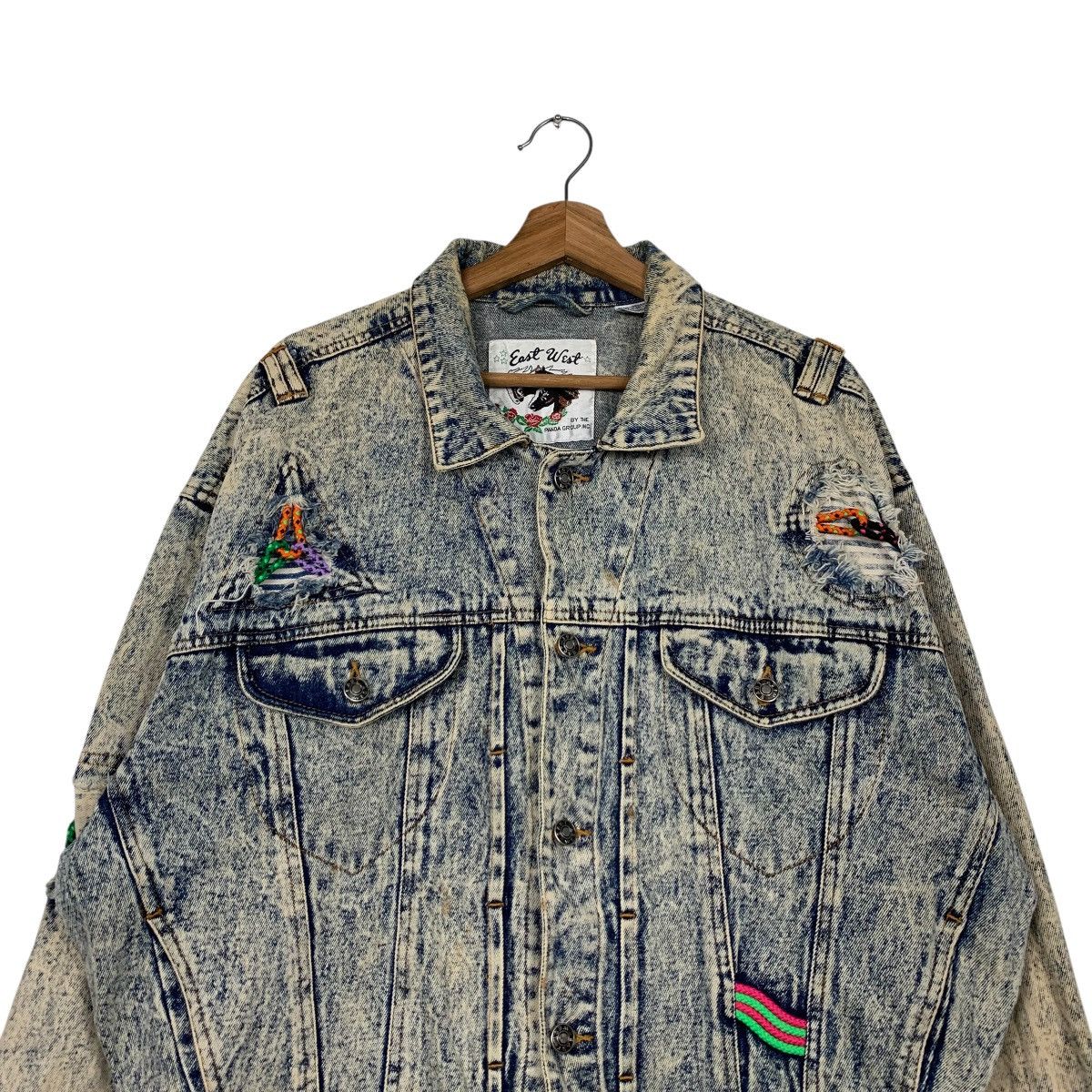 Japanese Brand EAST WEST by Panda Group Stone Wash Denim Jacket #2185-C97 Size US M / EU 48-50 / 2 - 2 Thumbnail