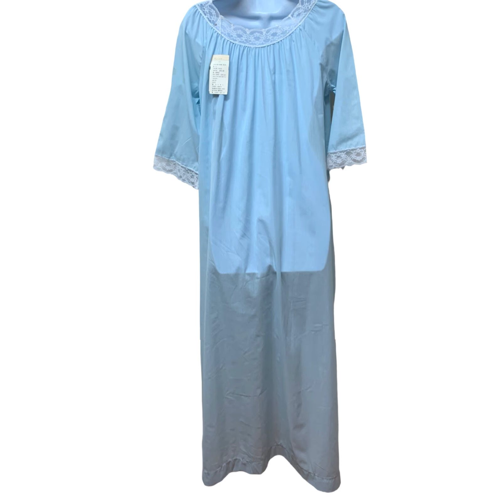 Vintage VINTAGE Najla New York Long Blue Summer Cotton Blend Lace Nightgown S USA NOS Size ONE SIZE - 2 Thumbnail