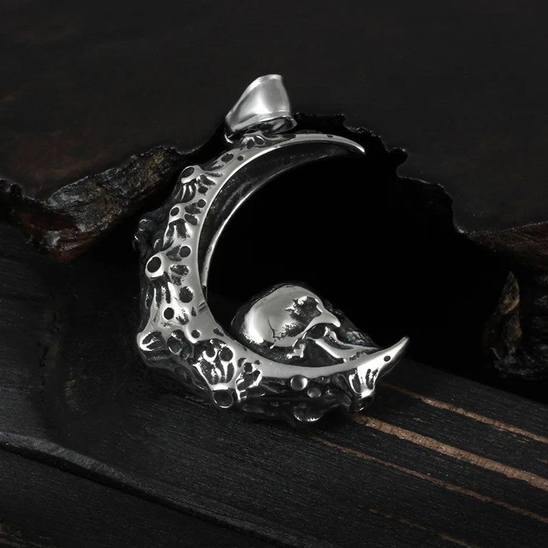 Jewelry Moon Skull Pendant Necklace 2025 Size ONE SIZE - 4 Thumbnail