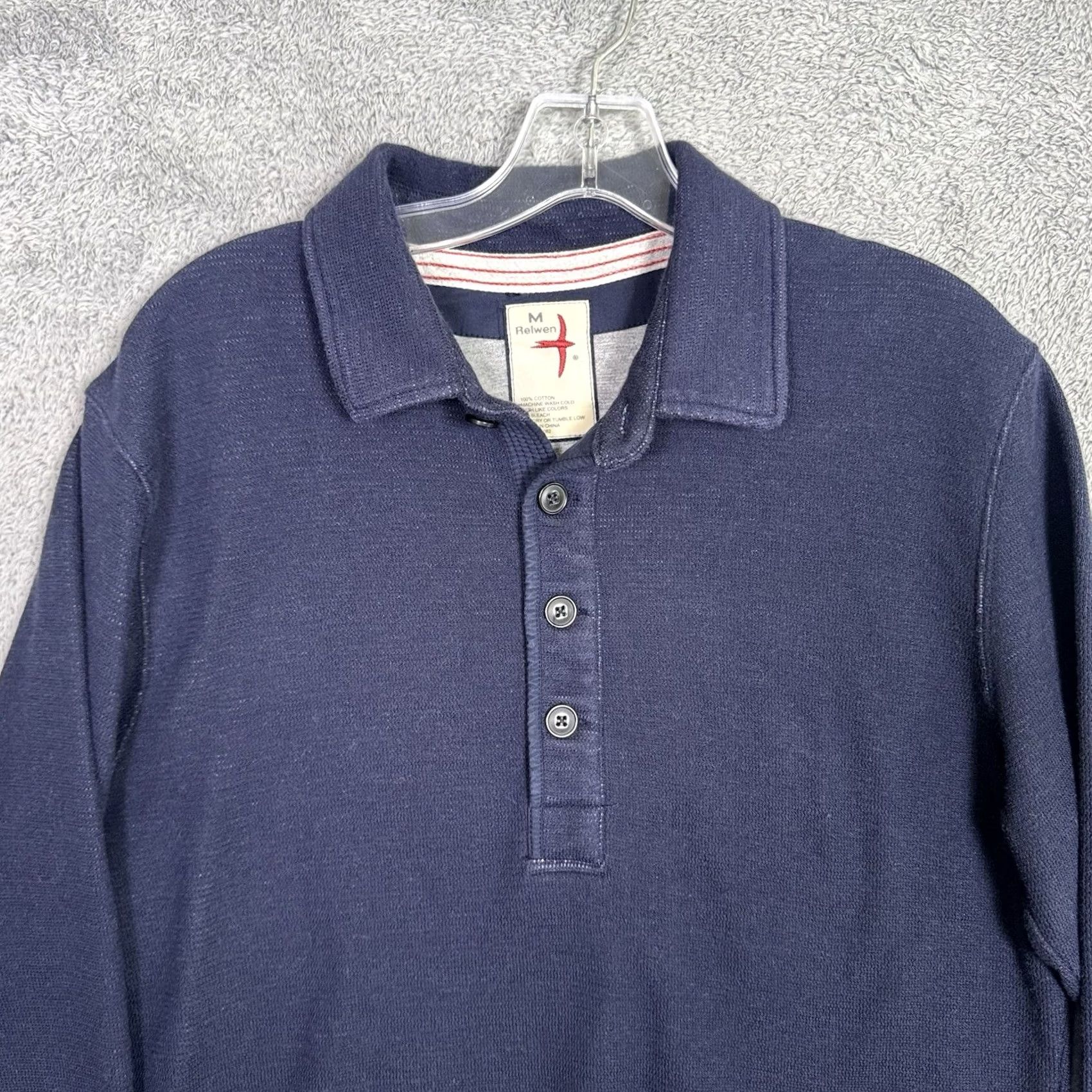 Relwen Relwen Blue Mens Polo Henley Knit Sweater - Huckberry Size US M / EU 48-50 / 2 - 4 Thumbnail