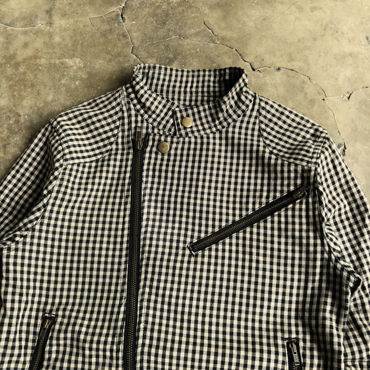 If Six Was Nine 2000s Ehypenworld Gallery Asymastrical Bikers Jacket Plaid Size US XS / EU 42 / 0 - 4 Thumbnail