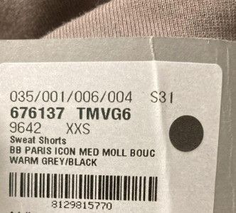 Balenciaga o1la1rc1a1024 Bb Paris Icon Sweat Short in Warm Grey/Black Size US 26 / EU 42 - 2 Thumbnail