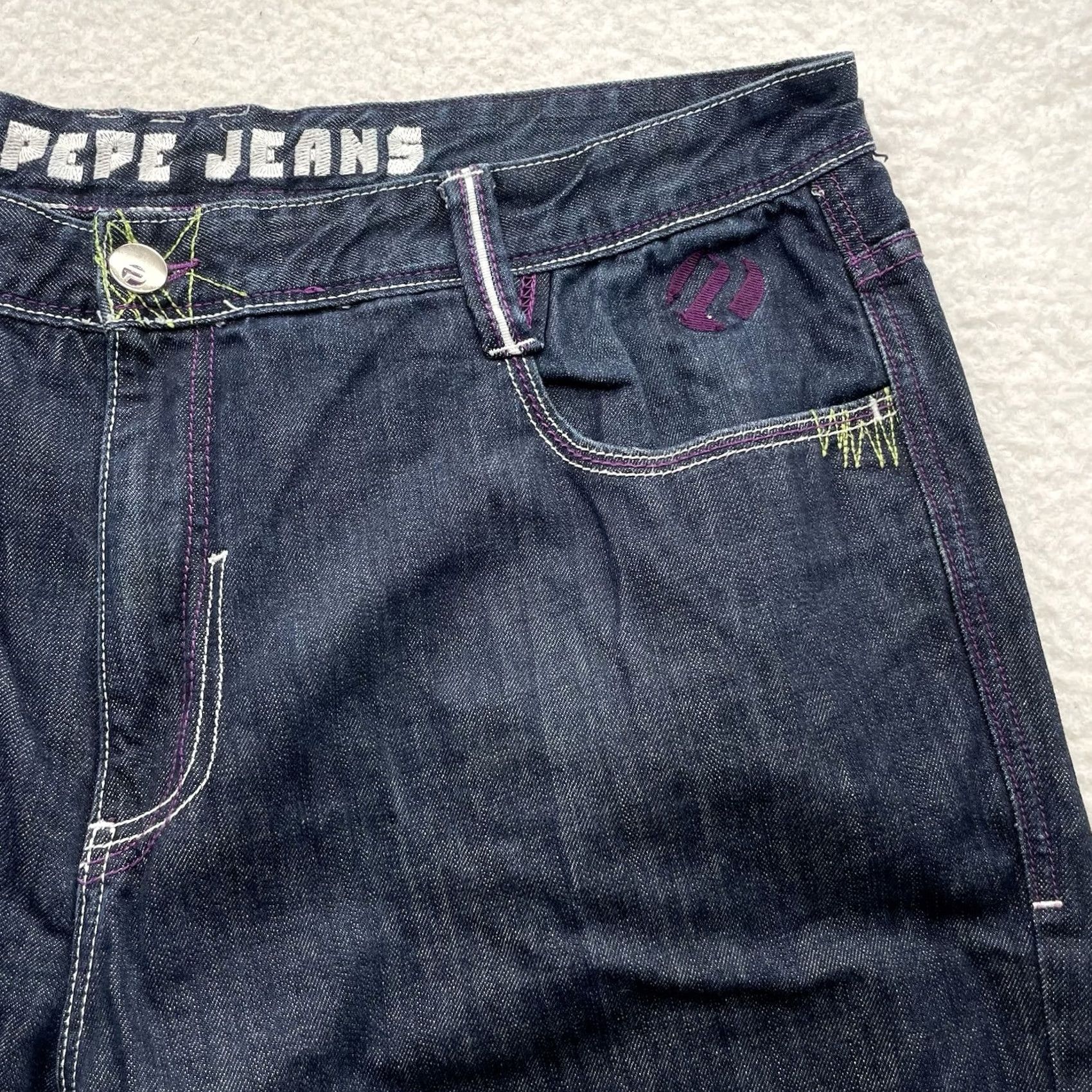 Pepe Jeans VTG Pepe Jeans Jeans Baggy Wide-Leg 42x33 5-Pocket Embroidered Denim Mens 90s Hip Hop Vintage Blue Size US 42 / EU 58 - 4 Thumbnail
