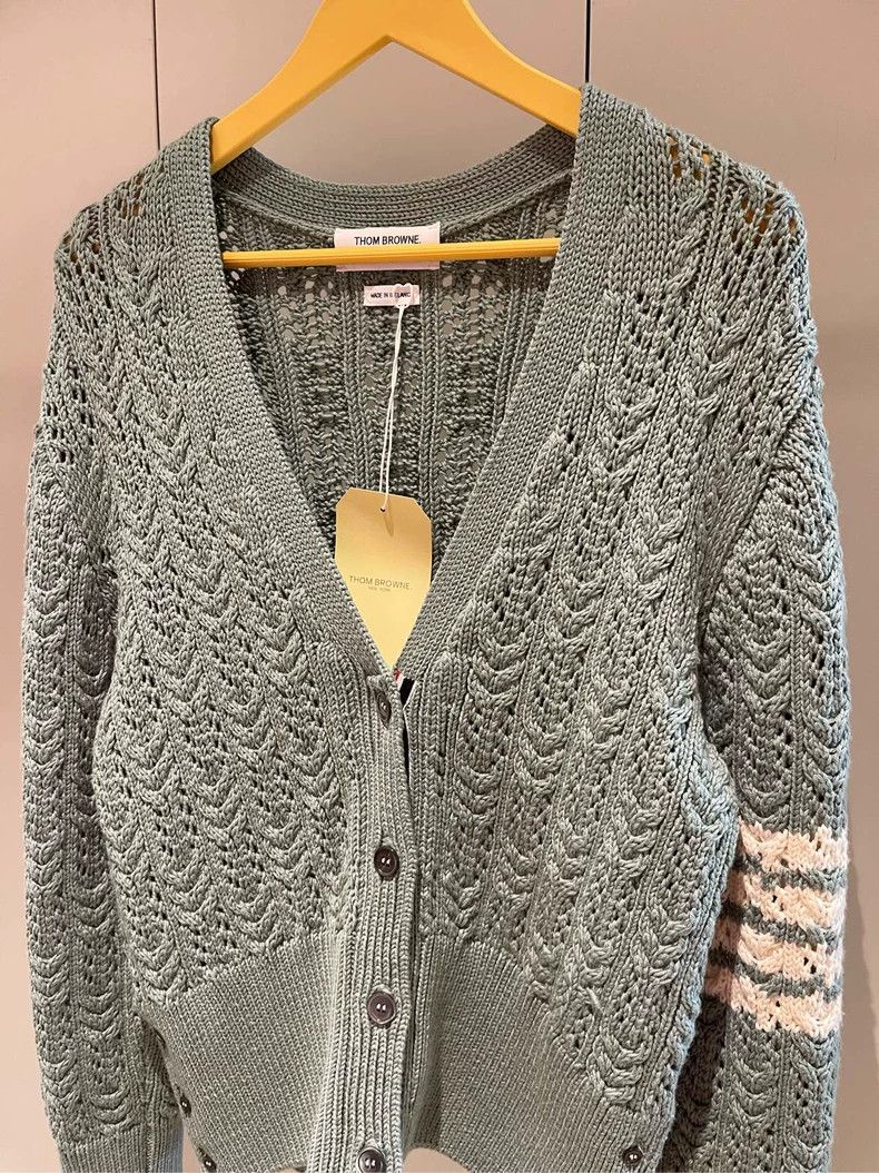 Thom Browne Thom Browne Stone green open knit sweater Size US L / EU 52-54 / 3 - 4 Thumbnail