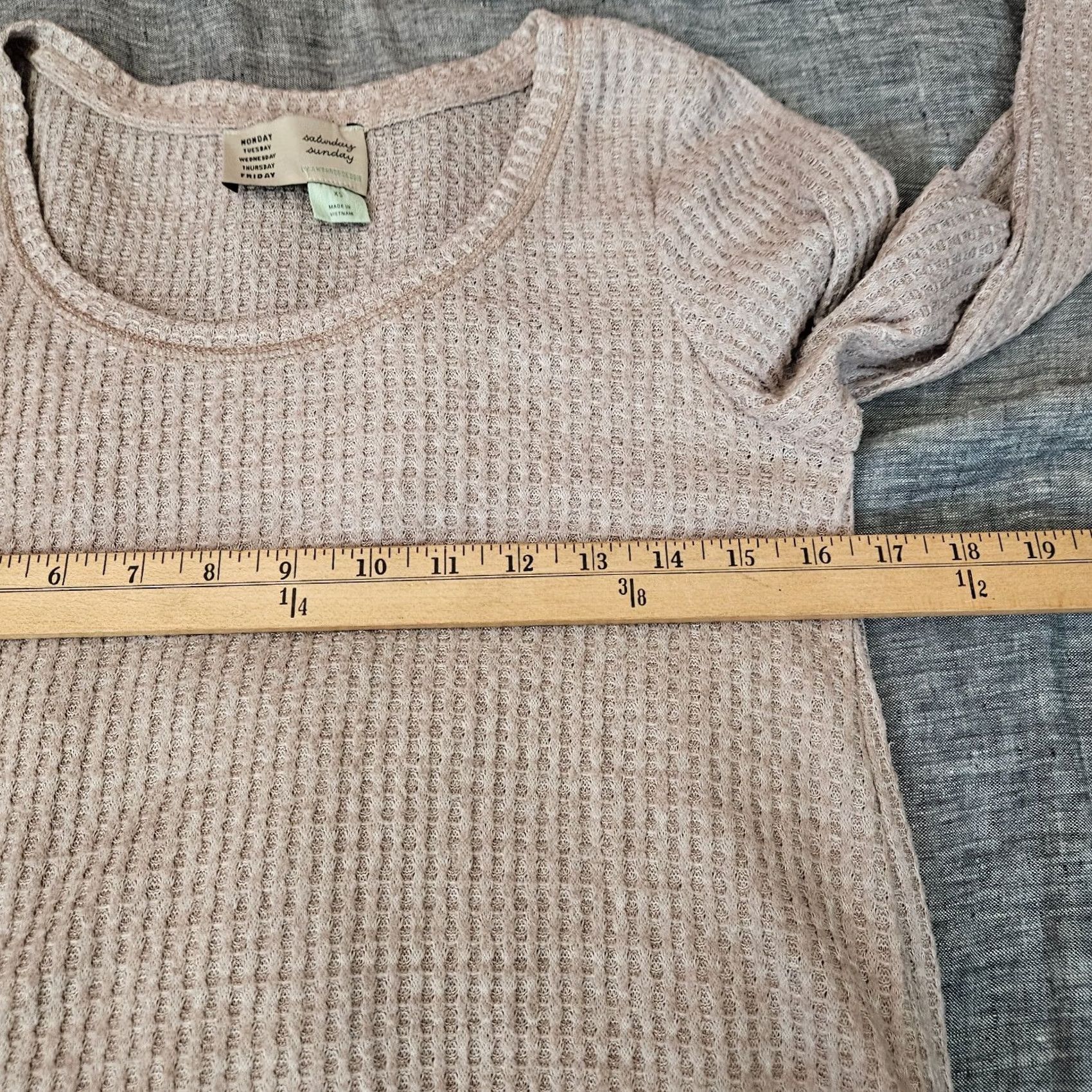 Anthropologie Anthropologie Saturday Sunday Women XS Waffle Knit Peplum Top Beige Size XS / US 0-2 / IT 36-38 - 6 Thumbnail