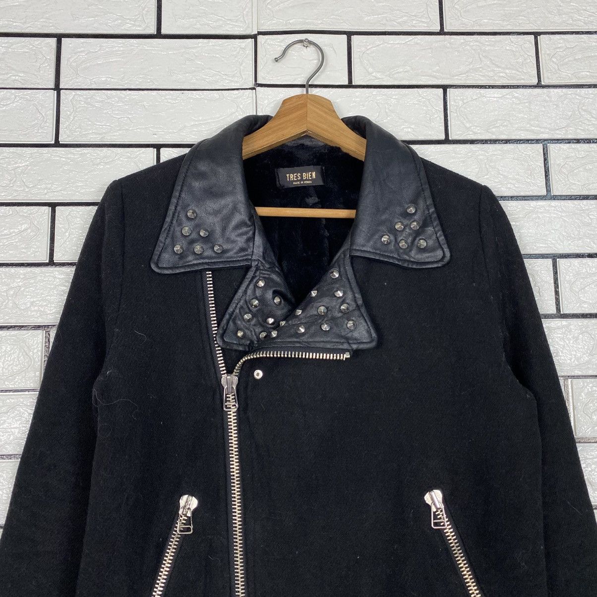 Japanese Brand Vintage Biker Jacket Double Collar Blanket Tres Bien Size US M / EU 48-50 / 2 - 4 Thumbnail