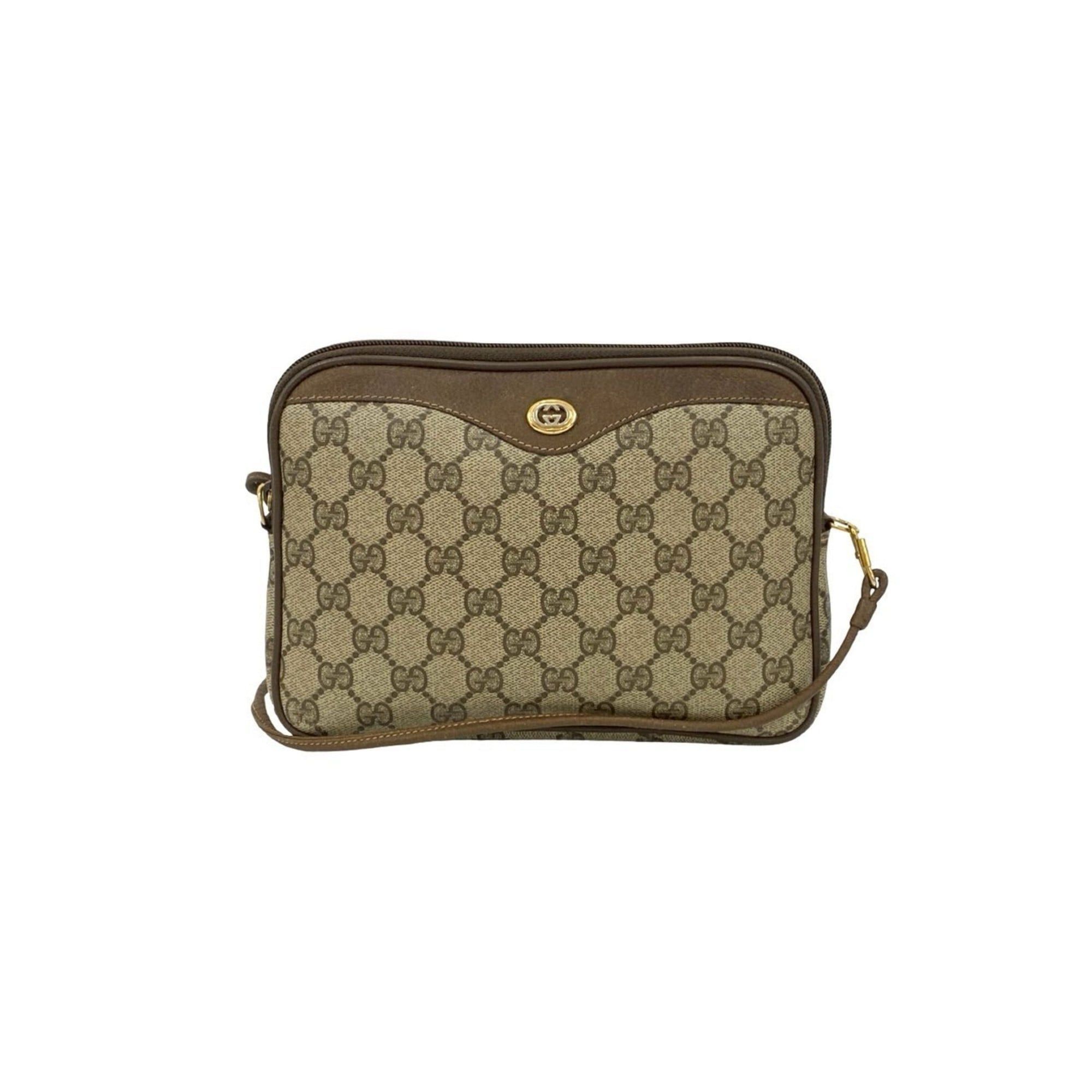 Gucci Old Gucci GG Leather Mini Shoulder Bag Pochette Brown 73213, Women's