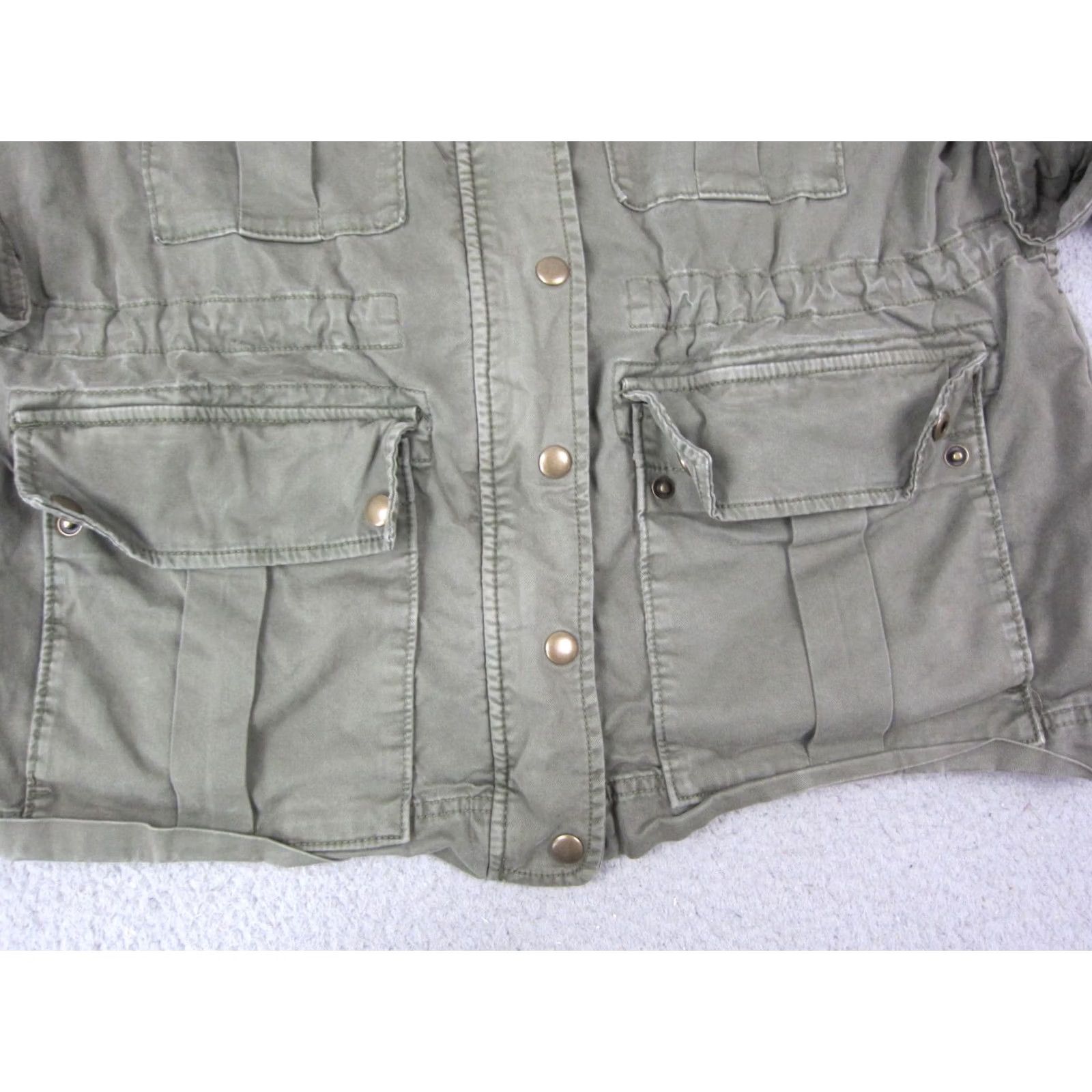 Gap GAP Jacket Womens Petite MP Green Utility Military Moto Canvas Field Size M / US 6-8 / IT 42-44 - 2 Thumbnail