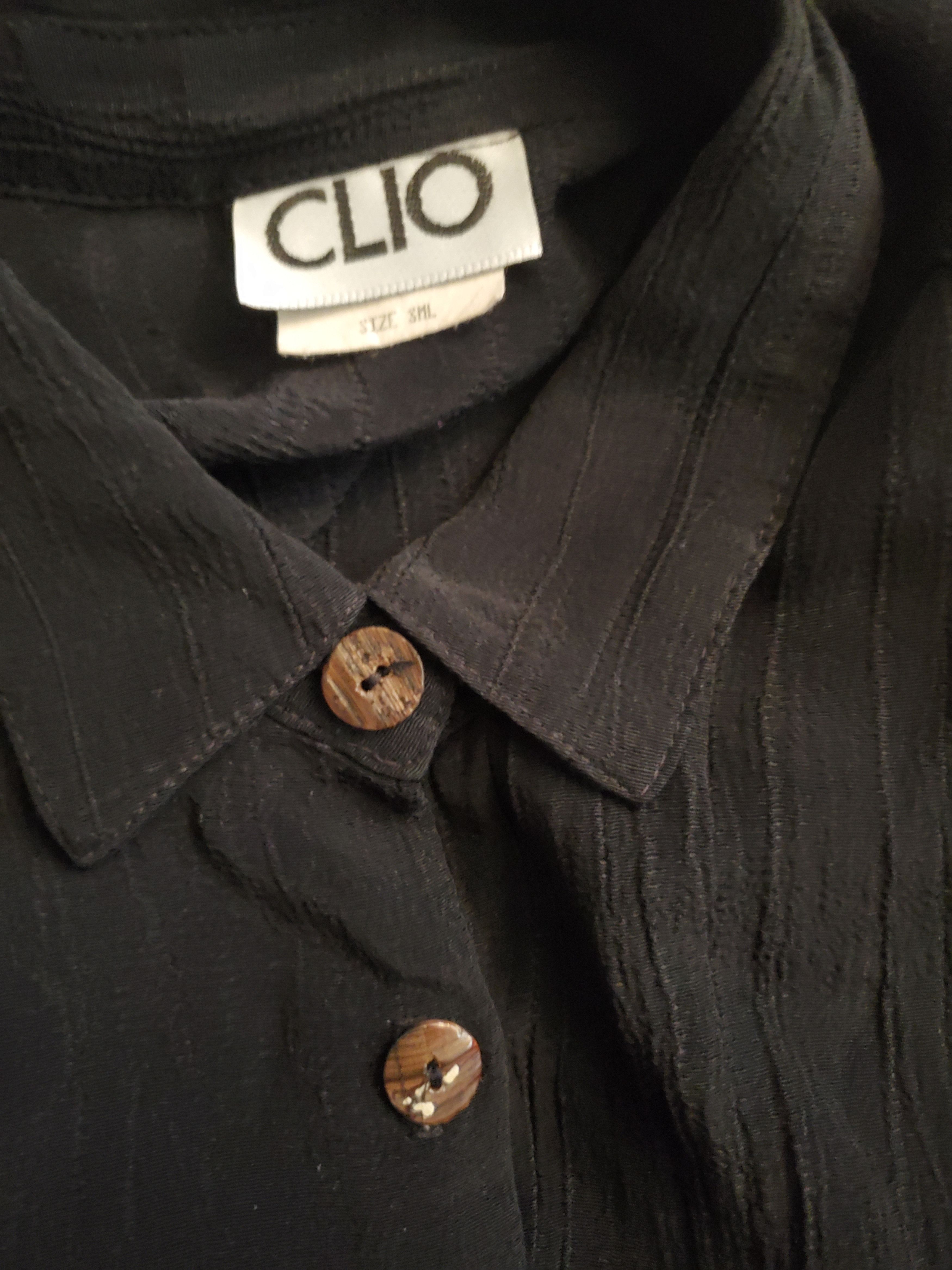 Vintage Women's Vintage CLIO Black Button-up Top (size S) Size S / US 4 / IT 40 - 3 Thumbnail