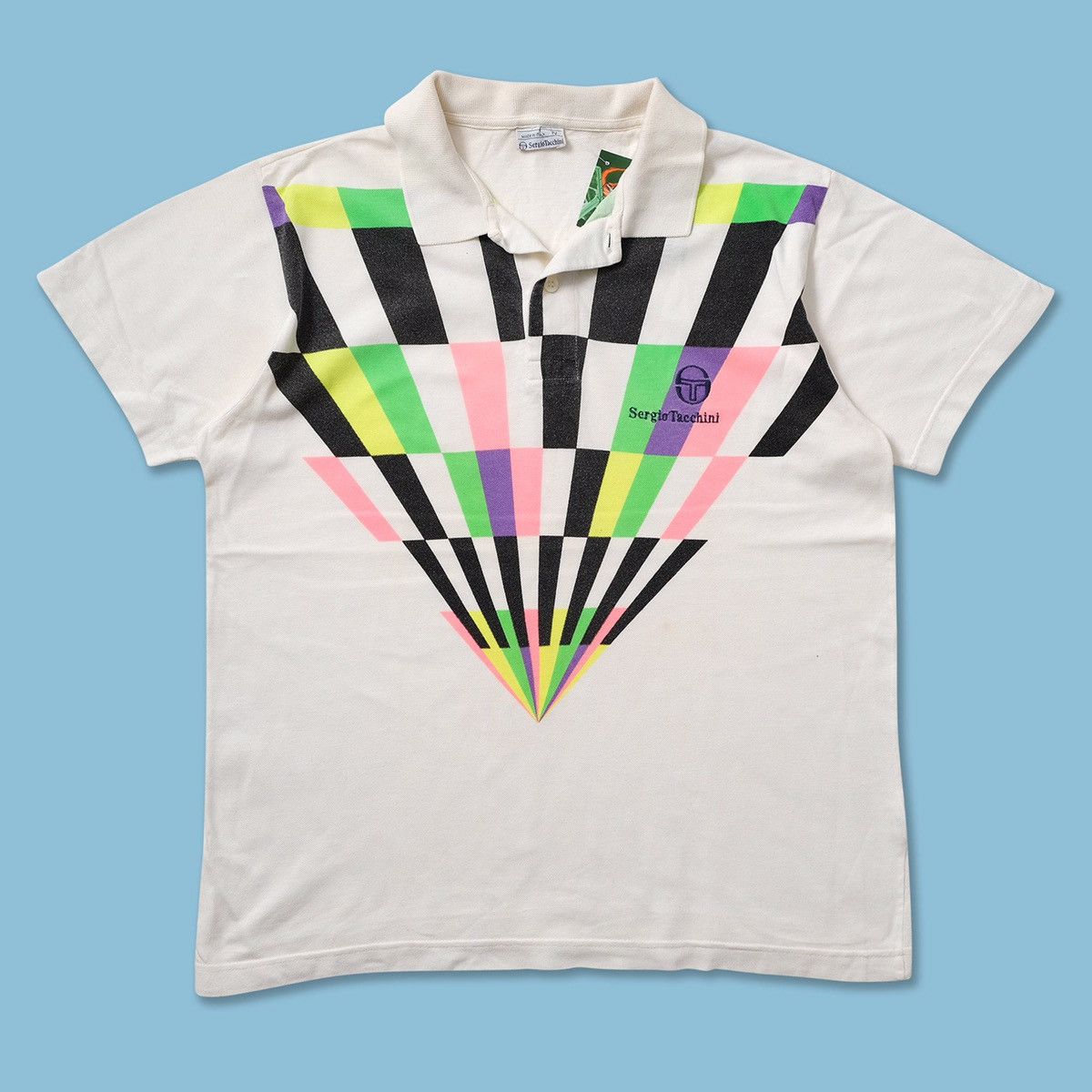 Sergio Tacchini × Vintage Vintage Sergio Tacchini 80s scene Polo Shirt Disco Size US M / EU 48-50 / 2 - 4 Thumbnail