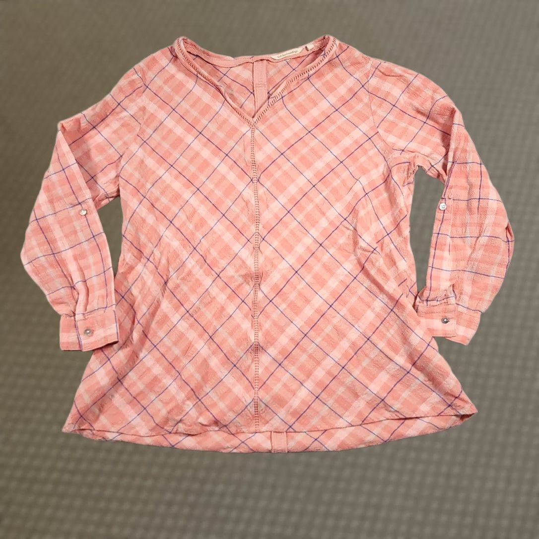Soft Surroundings Soft Surroundings Gauzy Tunic Shirt Womens 1X Plus Coral Pink Beach V-Neck Shirt Size XL / US 12-14 / IT 48-50 - 1 Thumbnail