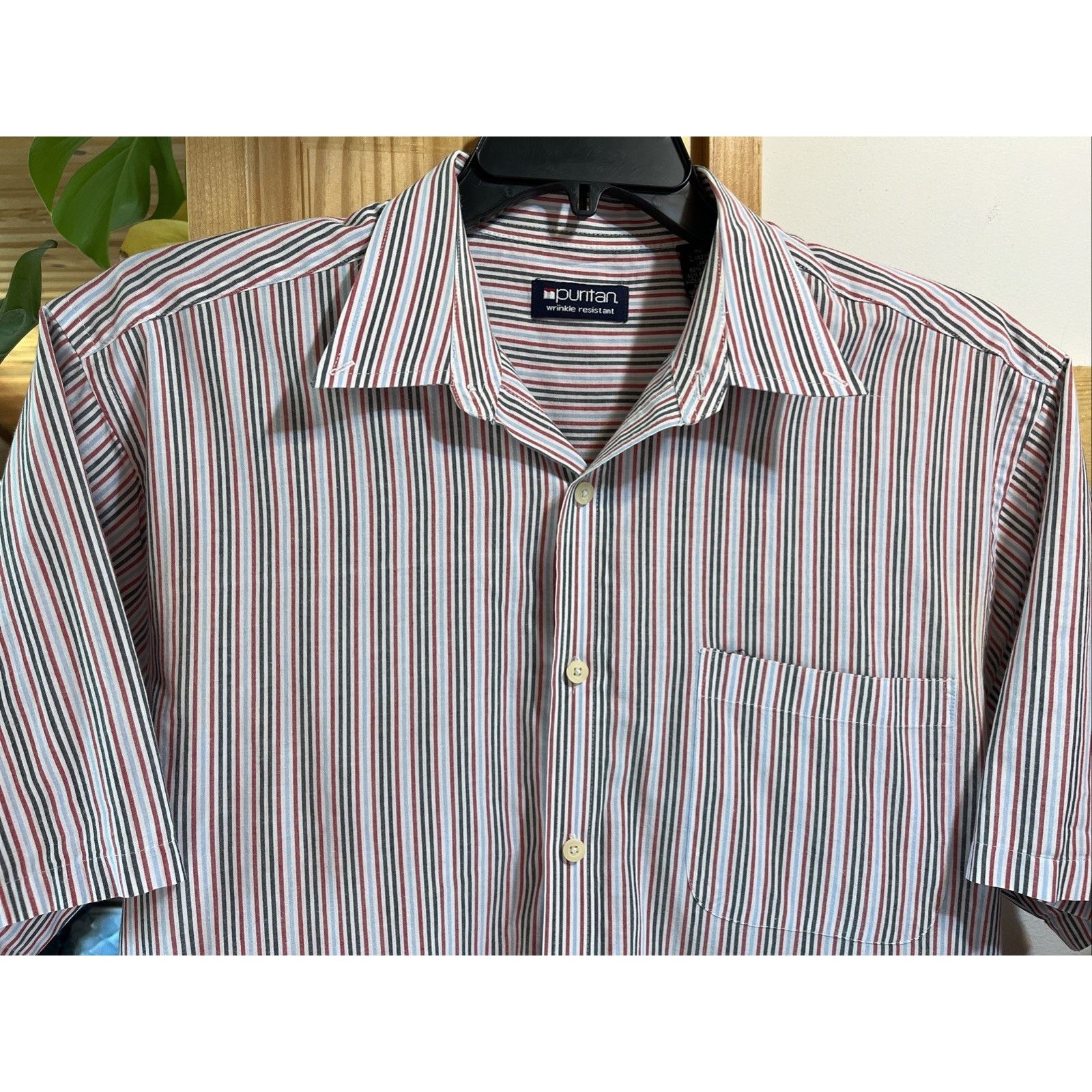 Puritan Puritan VTG men’s L White Red Blue Striped Cotton Poly shirt Size US L / EU 52-54 / 3 - 4 Thumbnail