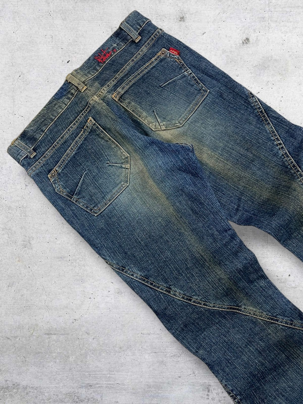 Tornado Mart RITSUKO SHIRAHAMA 1990S JAPAN DESIGNER FLARED DISTRESS DENIM Size US 28 / EU 44 - 9 Thumbnail