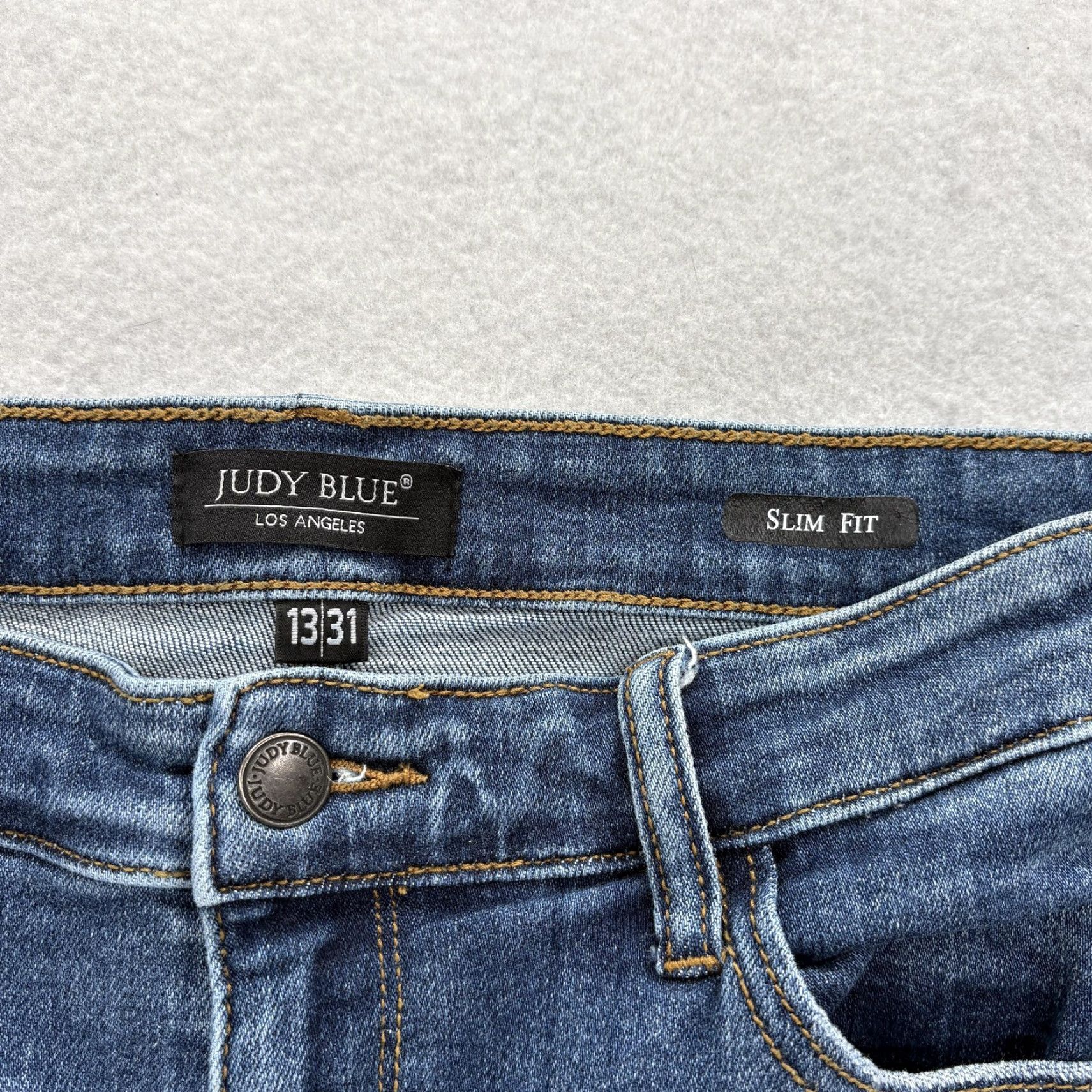 Denime Judy Blue Jeans Womens 13/31 Straight Fit Blue Mid Rise Distressed Stretch Denim Jeans Women Slim Pocket 5-Pocket Fall Vintage: No, etc Size 24" / US 00 / IT 34 - 4 Thumbnail