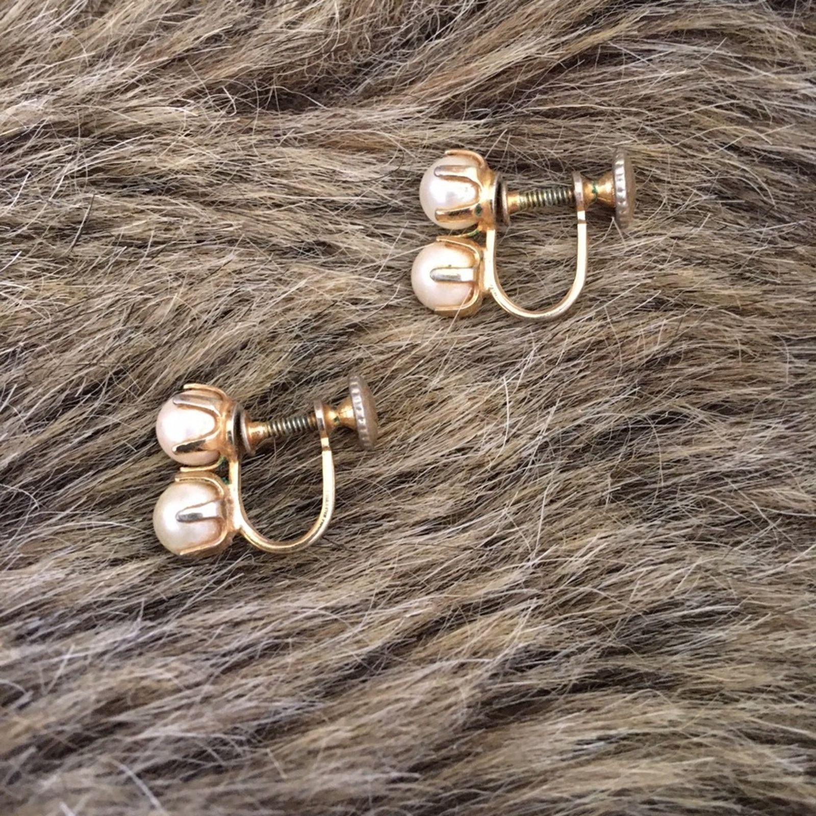 Vintage Vintage 50s double pearl screw back clip earrings Size ONE SIZE - 3 Thumbnail