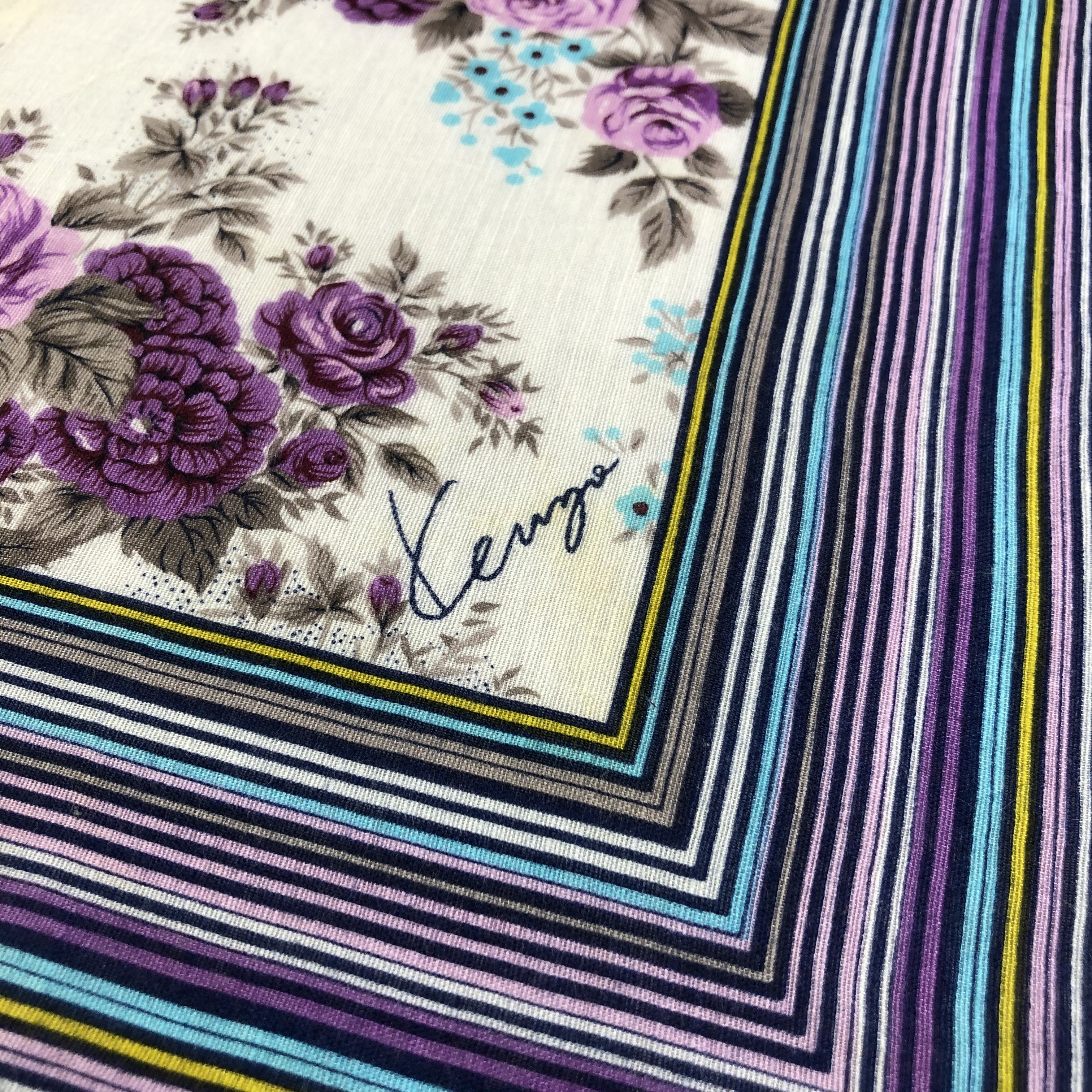 Kenzo × Vintage Kenzo Floral Handkerchief Neckerchief Bandana H2066 Size ONE SIZE - 4 Thumbnail