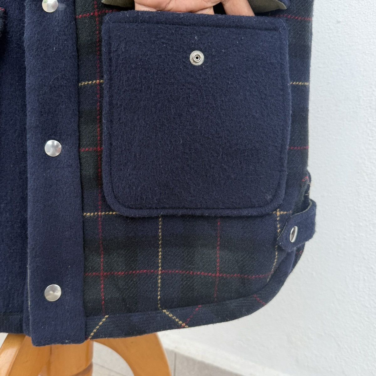 Japanese Brand Black & Blue Wool Vest Tartan Panel Heritage Utility Vest Size US M / EU 48-50 / 2 - 9 Thumbnail