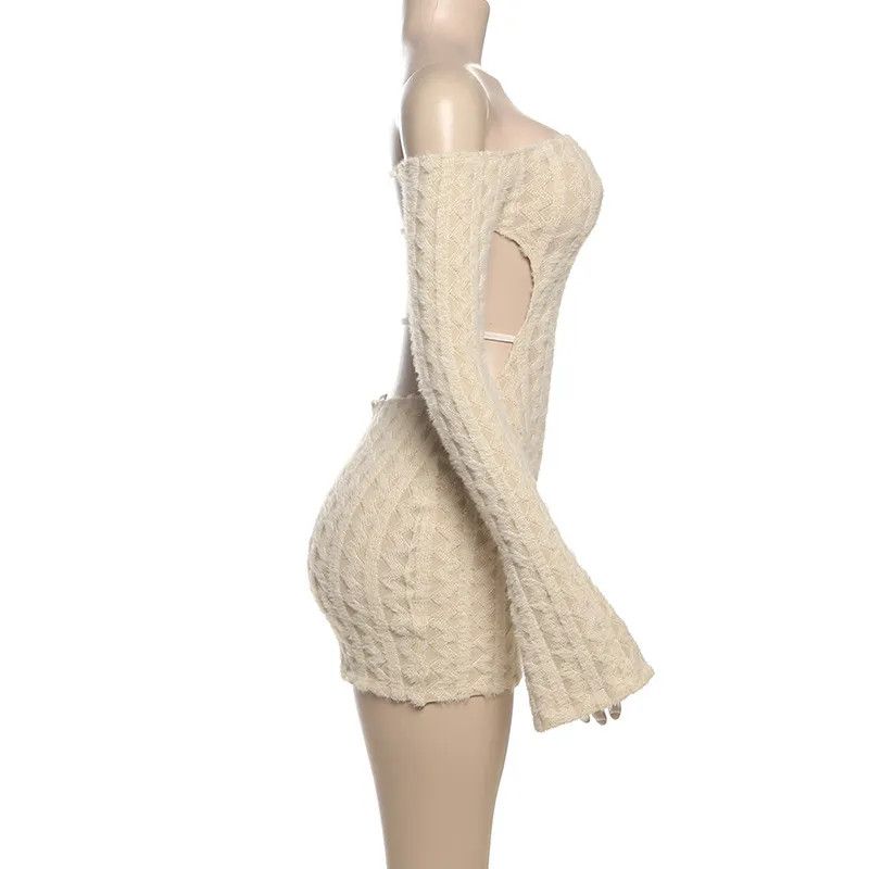 Other Solid Color High Waist Slim Fit Backless Off-shoulder Dress Size L / US 10 / IT 46 - 4 Thumbnail