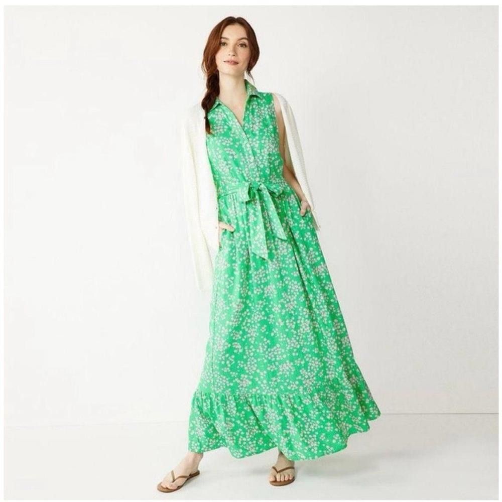 Designer Draper James l RSVP Linen Blend Floral Maxi Dress Medium Size M / US 6-8 / IT 42-44 - 9 Thumbnail