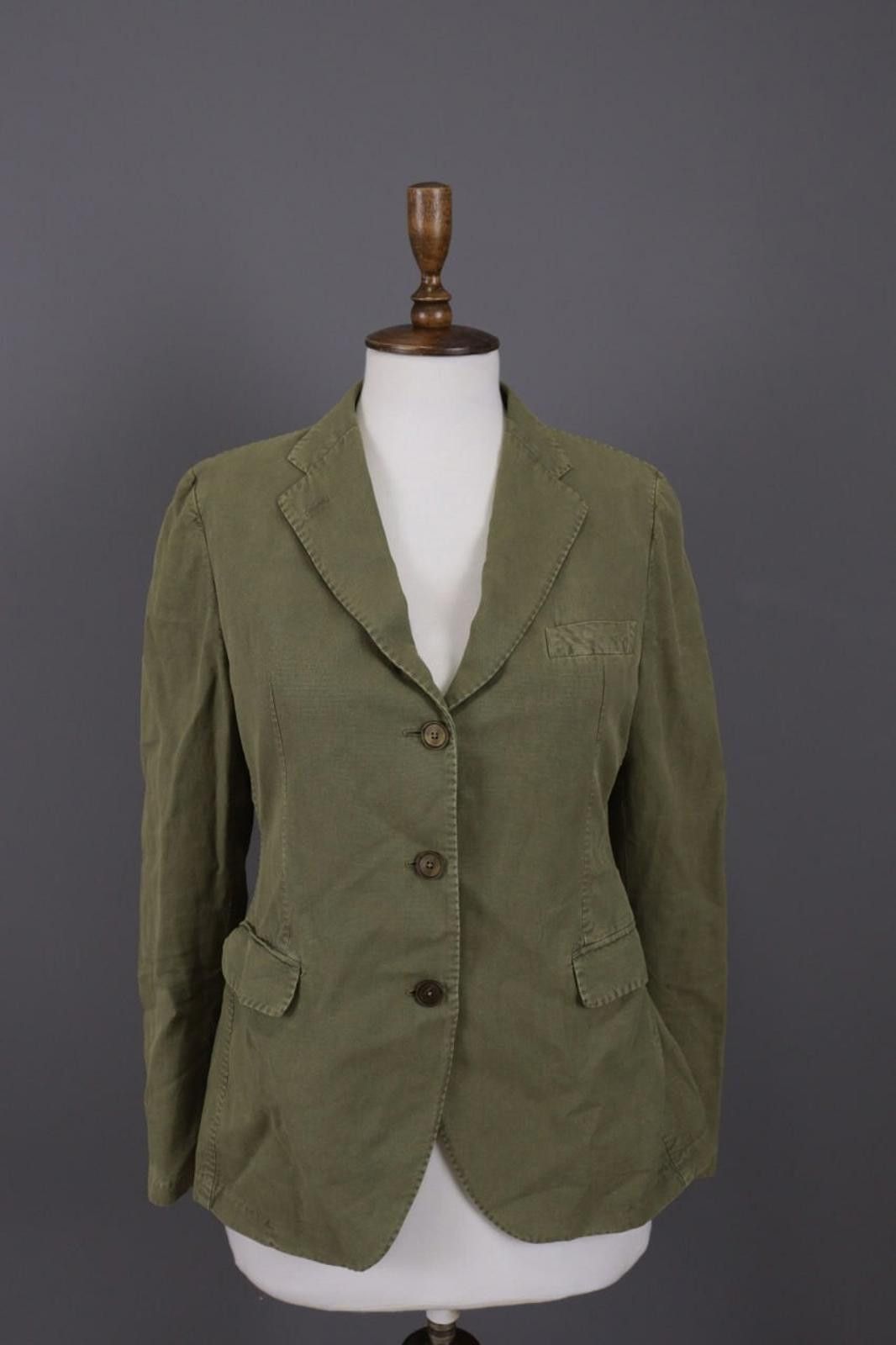 Tagliatore 0205 Olive Patched Elbows Coat Jacket Size 44 / L