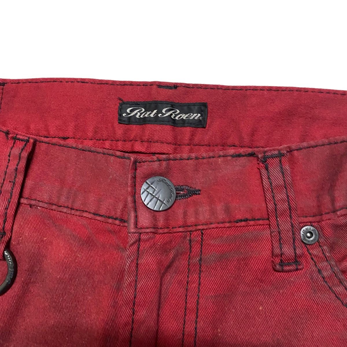 Roen RAT ROEN Blood Red Waxed Skinny Jeans Size US 32 / EU 48 - 6 Thumbnail