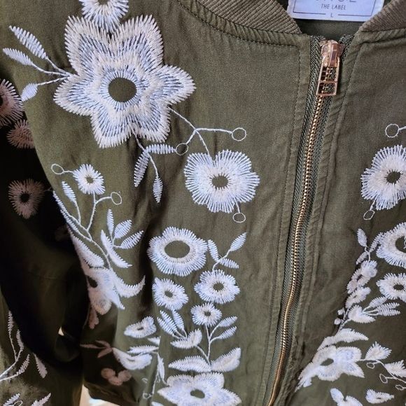 Sage Sage The Label Embroidered Floral Lined Full Zip Sz. L Jacke Size L / US 10 / IT 46 - 4 Thumbnail