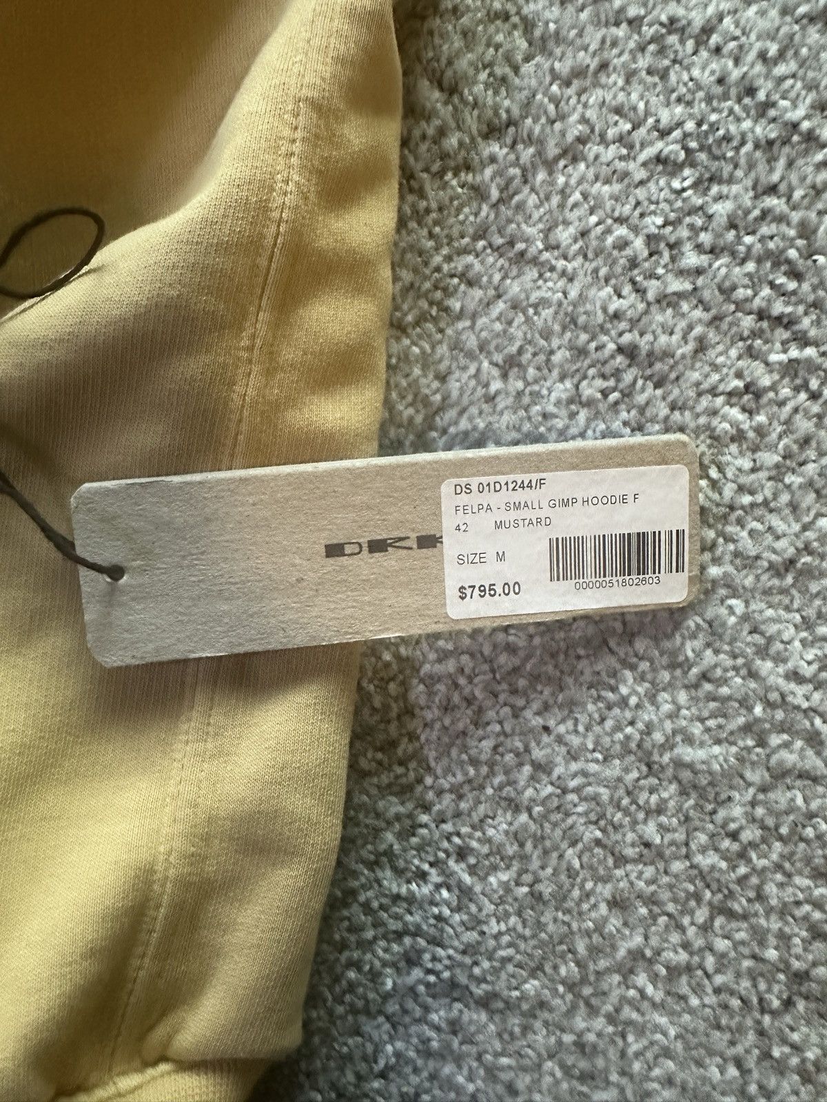 Rick Owens Drkshdw Rick Owens Mustard Felpa Gimp Hoodie Size US M / EU 48-50 / 2 - 4 Thumbnail