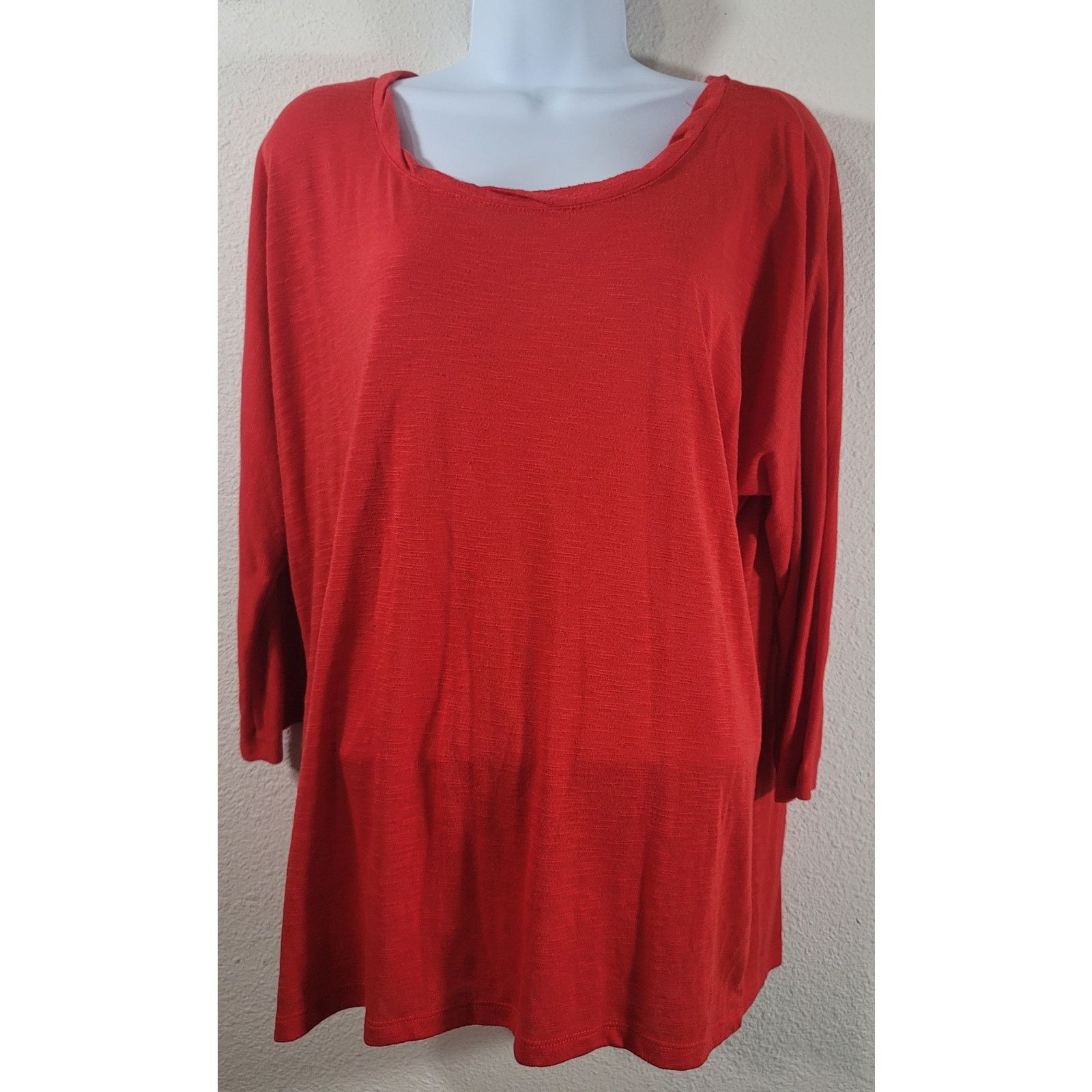 Other Cato Red Dolman 3/4 Sleeve Slub Knit Top Large Lightweight Size L / US 10 / IT 46 - 1 Thumbnail