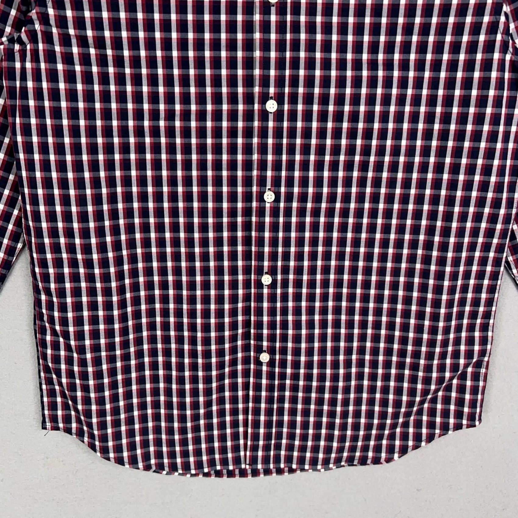 Lucky Brand Lucky Brand Shirt Mens Medium Red Navy Check Plaid Slim Fit Stretch Casual Dress Shirt Size US M / EU 48-50 / 2 - 3 Thumbnail