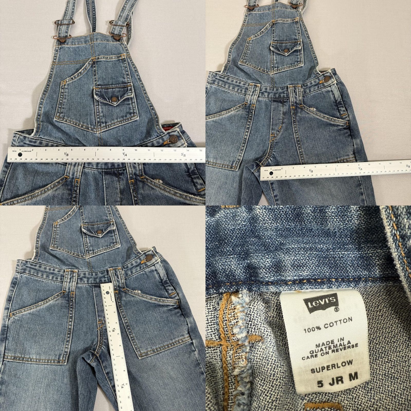 Levi's VINTAGE Levi's Overalls Womens 5 Blue Superlow Denim Jean Bootcut Flare Pants Y2K Size 27" / US 4 / IT 40 - 8 Thumbnail