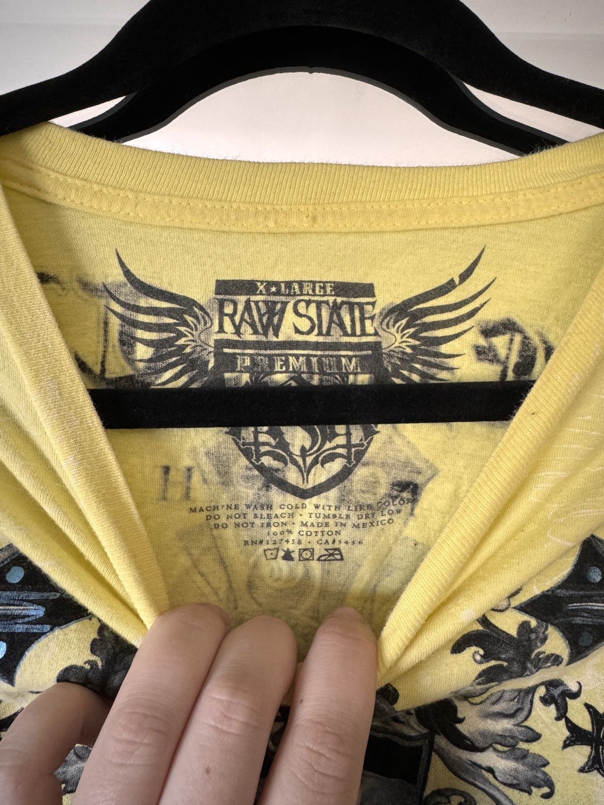 Raw State Raw State Y2K Yellow Gothic Cross Tee Size US XL / EU 56 / 4 - 4 Thumbnail