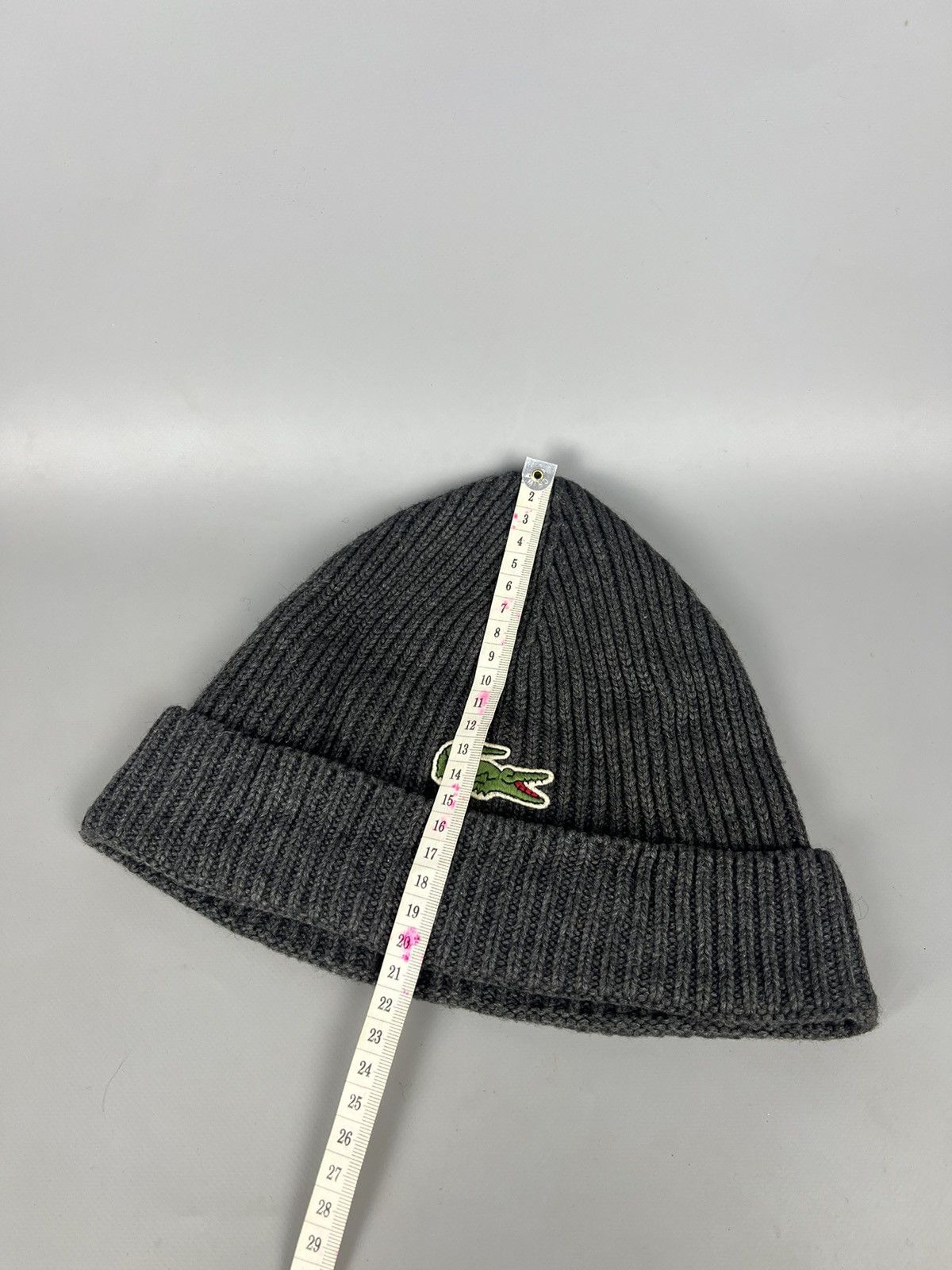 Lacoste Vintage Y2K Lacoste Logo Beanie Hat gray Streetwear Size ONE SIZE - 7 Thumbnail