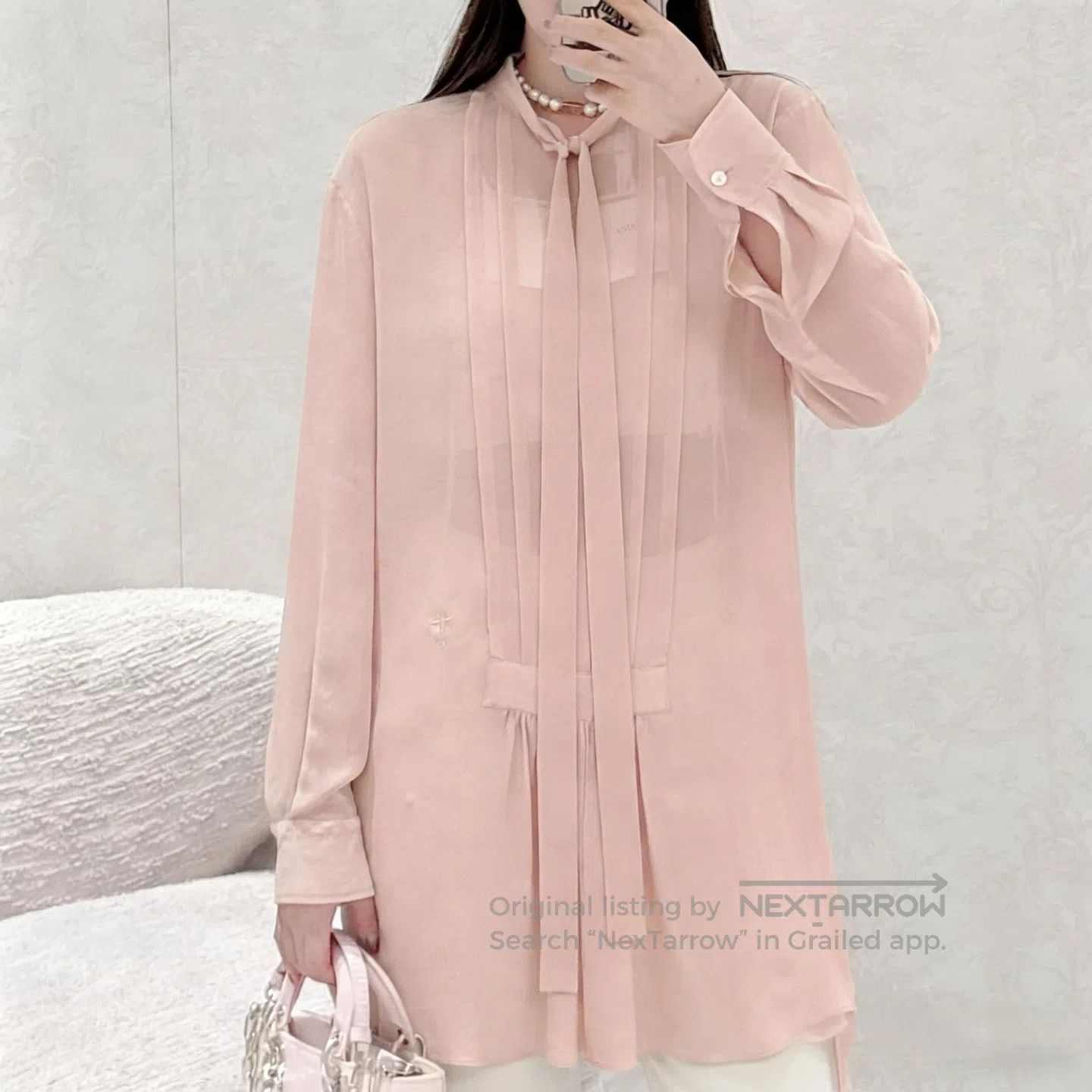 Dior Dior Nude Silk Ribbon Long Shirt| Size XS / US 0-2 / IT 36-38 - 7 Thumbnail