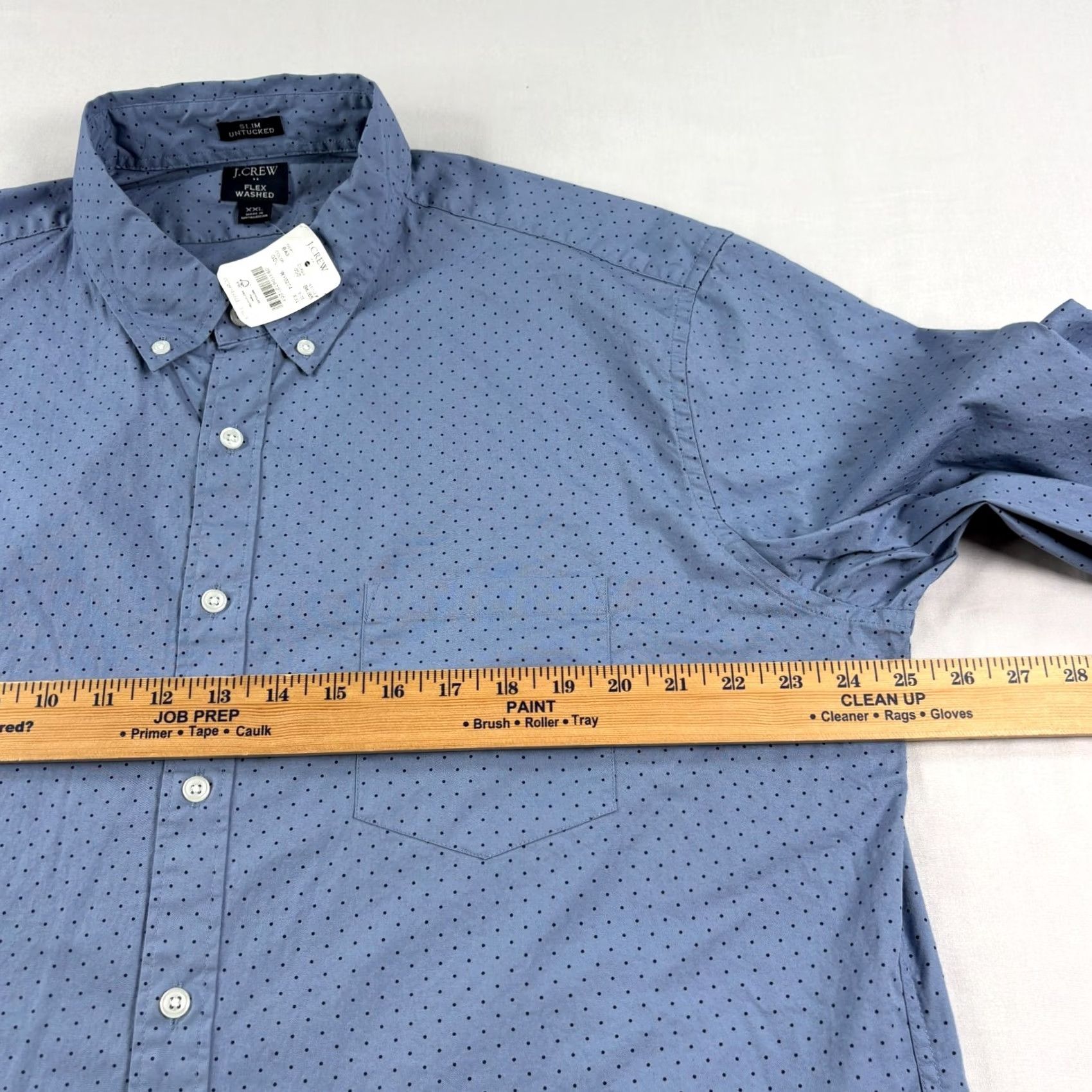 J.Crew VINTAGE J.CREW Shirt Mens Blue Polka Dot Button-Up Slim Untucked Fit Washed NEW Size US XXL / EU 58 / 5 - 5 Thumbnail