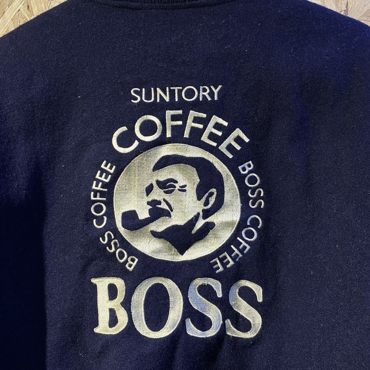 Japanese Brand × Vintage Vintage Suntory Coffee Boss Leather Sleeves Varsity Jacket Size US M / EU 48-50 / 2 - 4 Thumbnail