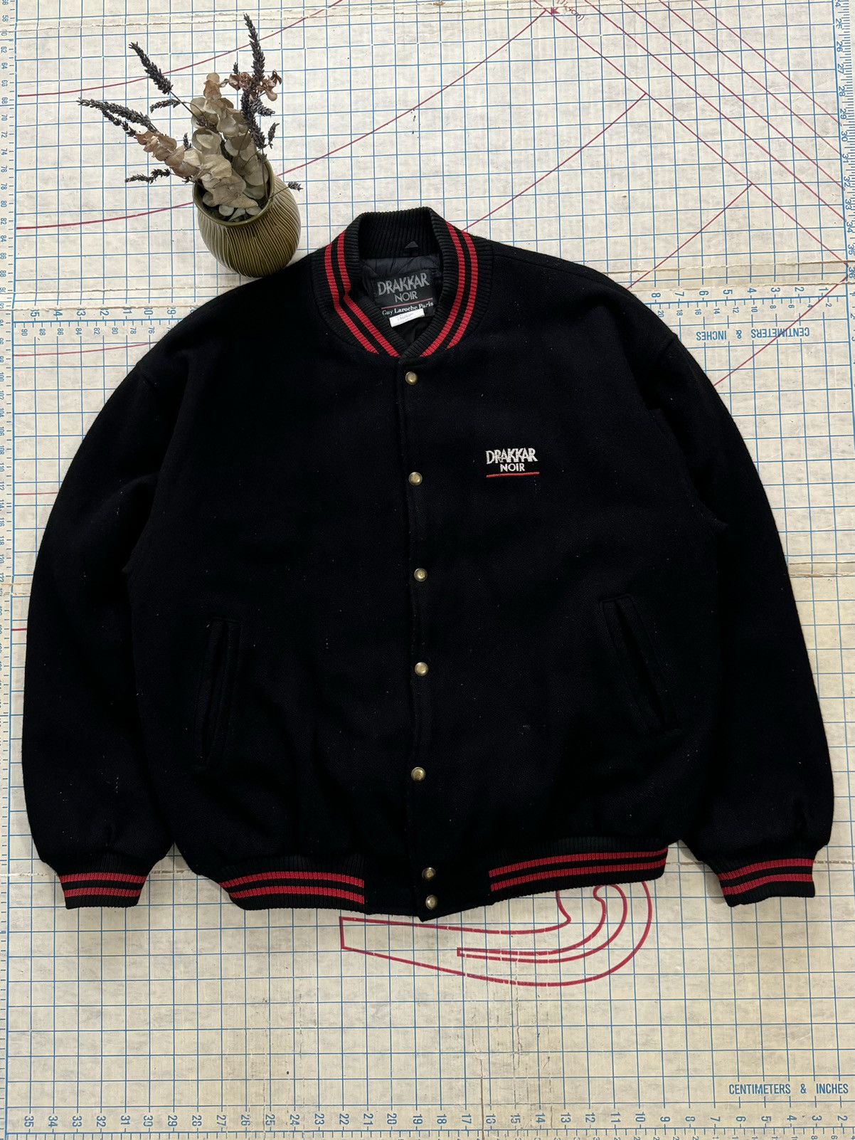 Vintage Vintage Drakkar Noir Bomber Jacket Black Speckled Wool XL Size US XL / EU 56 / 4 - 3 Thumbnail