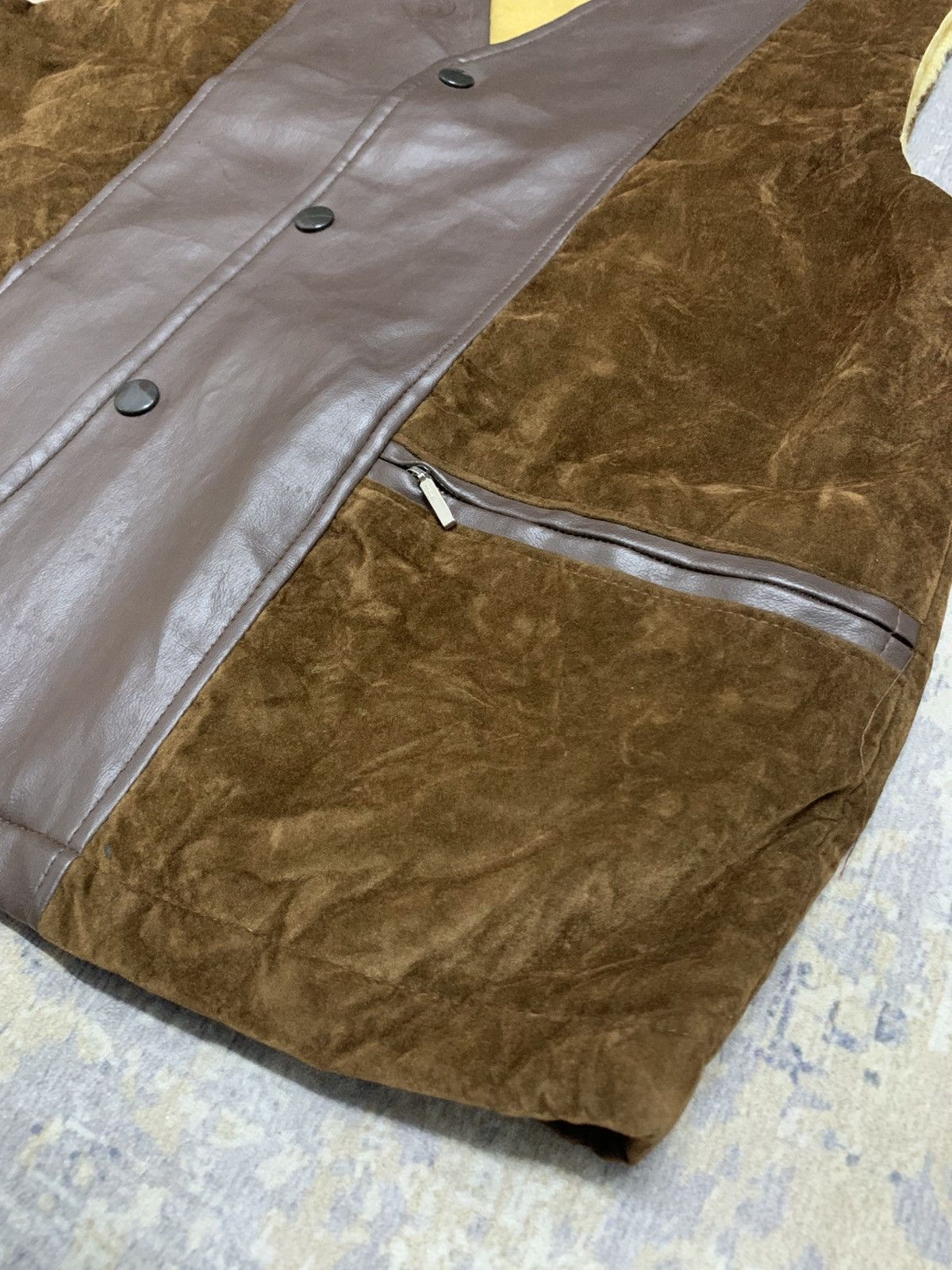 Japanese Brand Vintage ALIANTAS Suede Hunting Outdoor Sherpa Vest Size US M / EU 48-50 / 2 - 5 Thumbnail