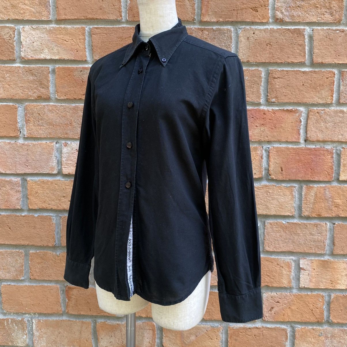 Dolce & Gabbana Dolce & Gabbana Black Fitted Long-Sleeve Collared Shirt Size S / US 4 / IT 40 - 2 Thumbnail