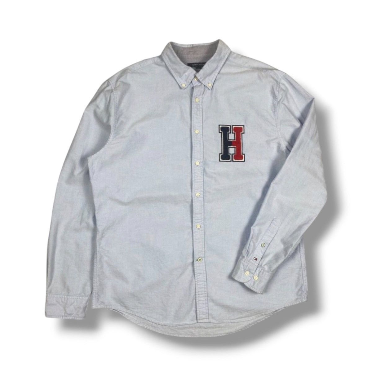 Tommy Hilfiger Tommy Hilfiger Big Logo Designer Button Up Shirt mens size L Size US XL / EU 56 / 4 - 1 Thumbnail