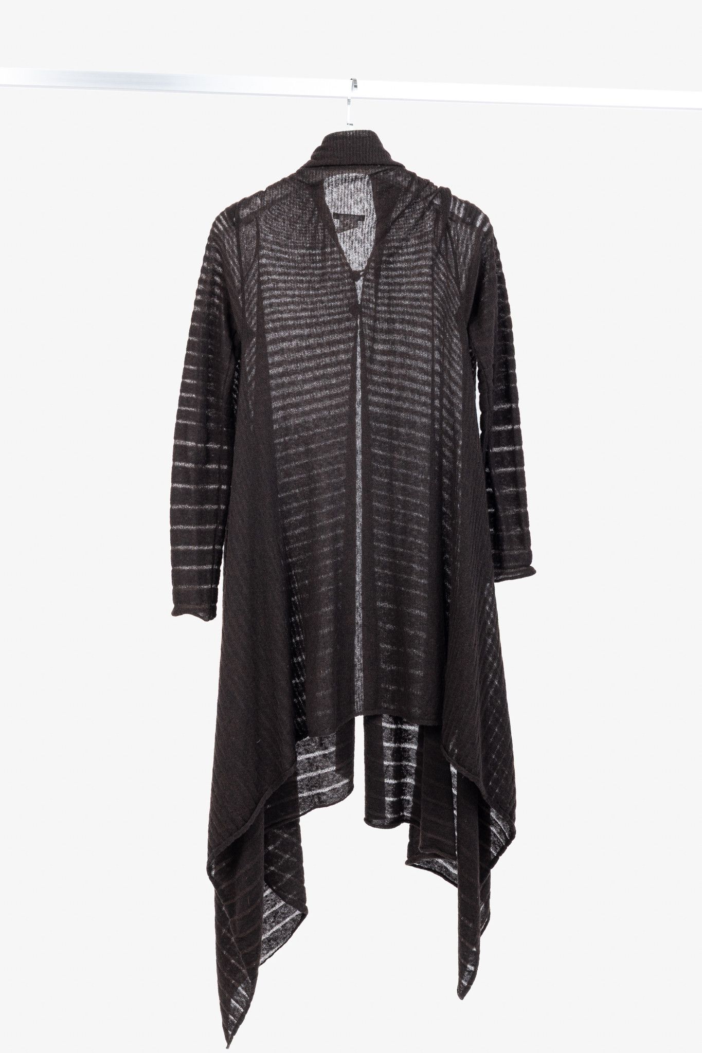 Sarah Pacini Sarah Pacini Brown Wool-Blend Burnout-Stripe Cardigan Size ONE SIZE - 2 Thumbnail