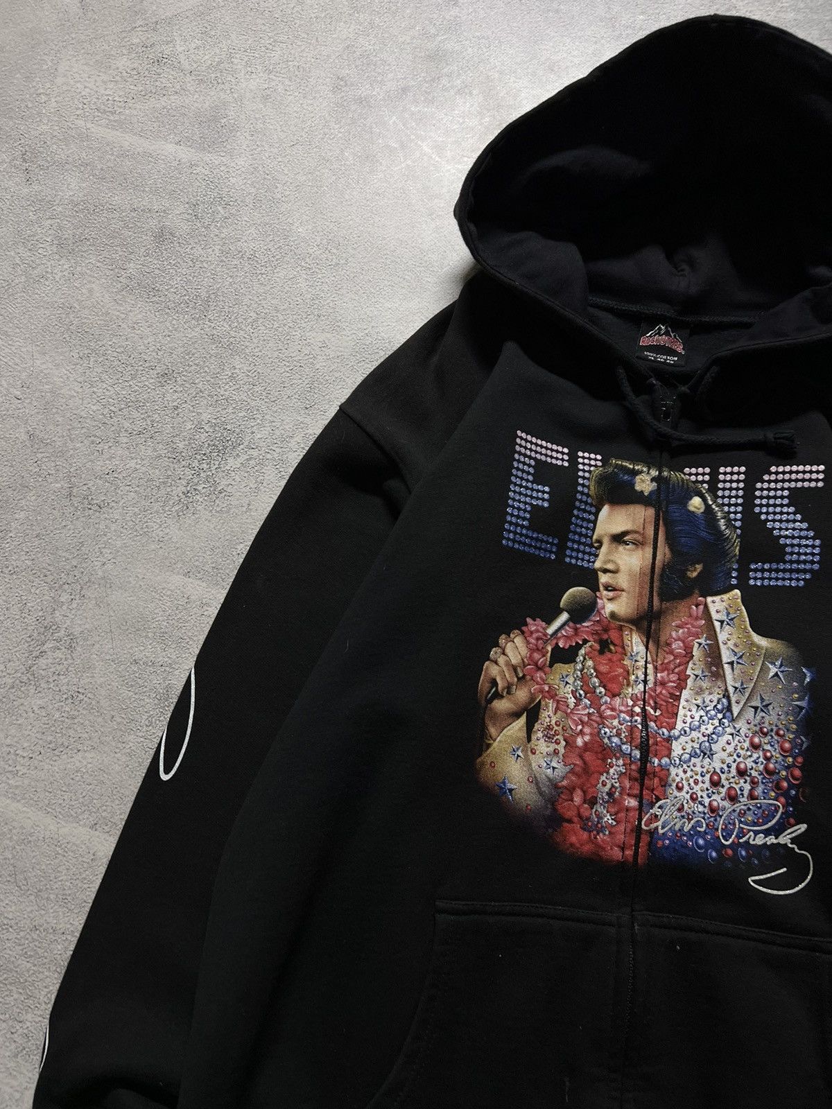 Band Tees × Vintage Vintage Elvis Presley 🖤 Faded All Over Print Zip Hoodie 90’s Size US XL / EU 56 / 4 - 10 Thumbnail