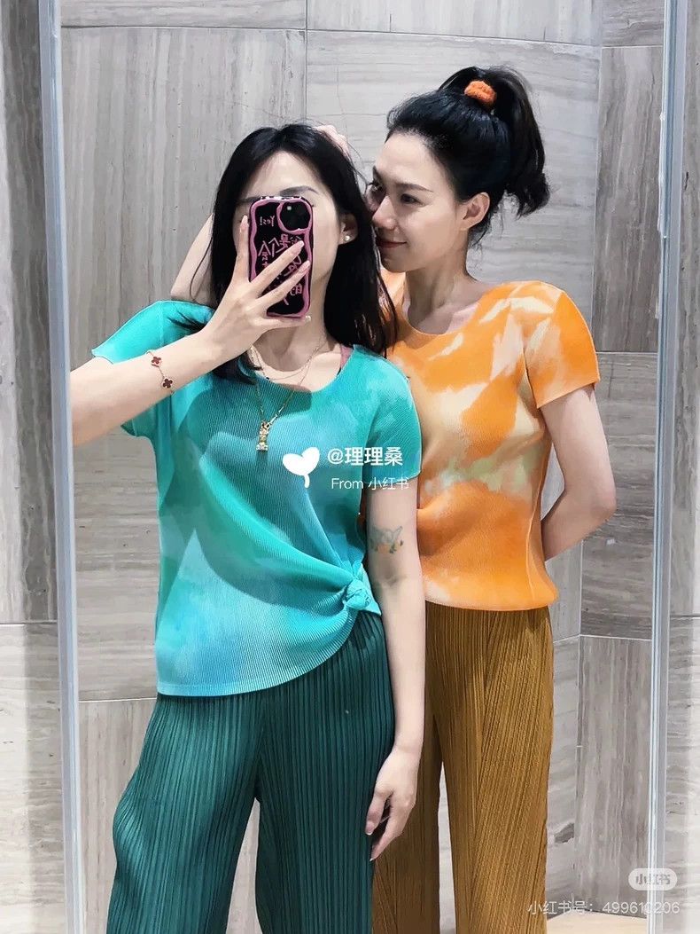 Issey Miyake Issey Miyake size:3 Orange pleated marble-patterned top Size XS / US 0-2 / IT 36-38 - 7 Thumbnail