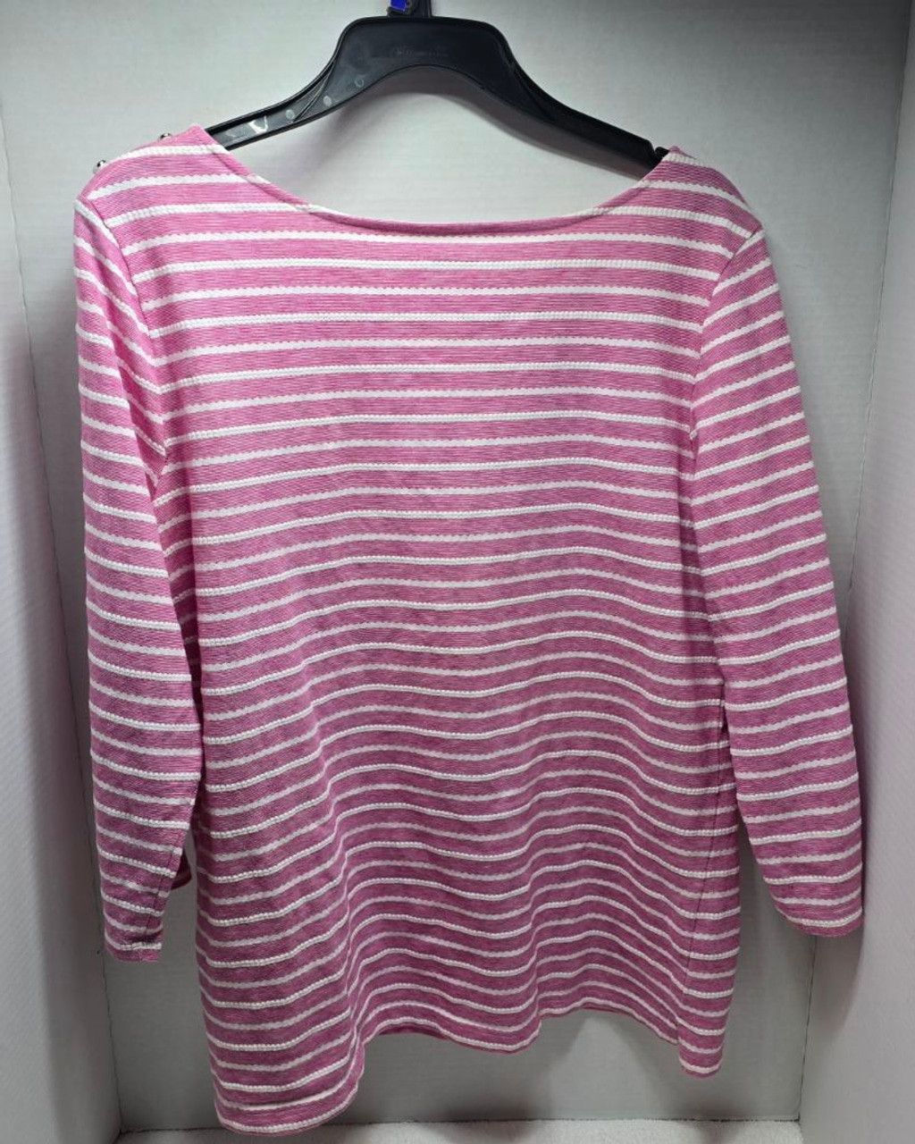 Croft & Barrow Women's Croft & Barrow Pink White Striped Long Sleeve Tee XL Size XL / US 12-14 / IT 48-50 - 7 Thumbnail