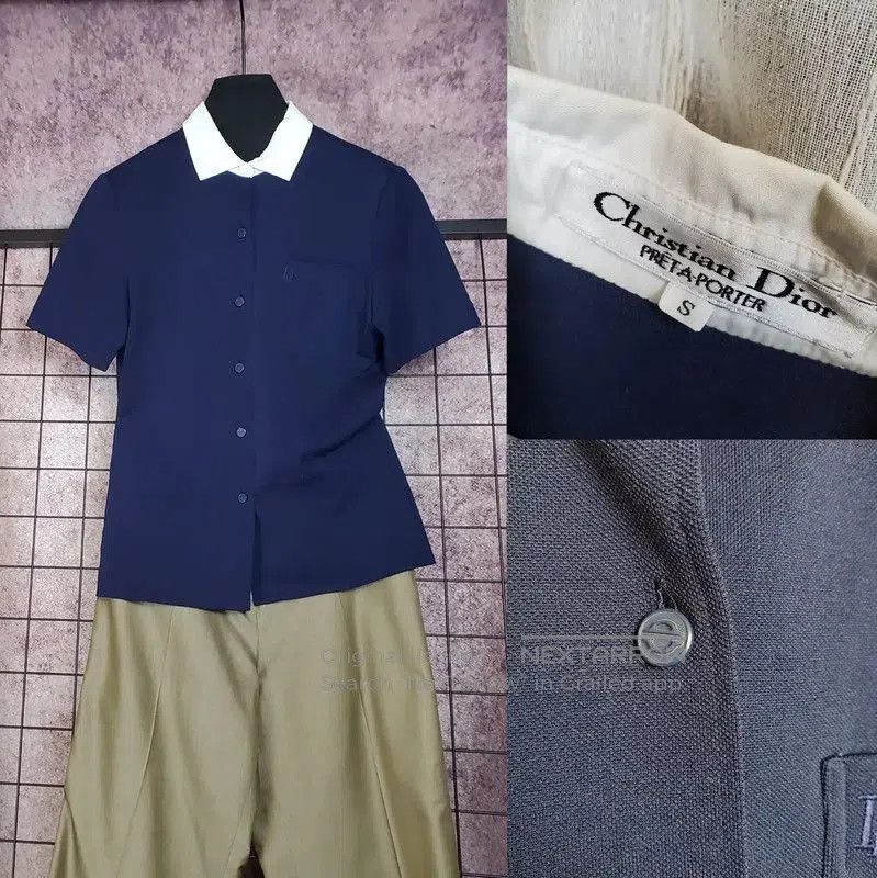 Dior Dior Summer Navy Cotton Blend Embroidered Shirt . Size S / US 4 / IT 40 - 1 Thumbnail