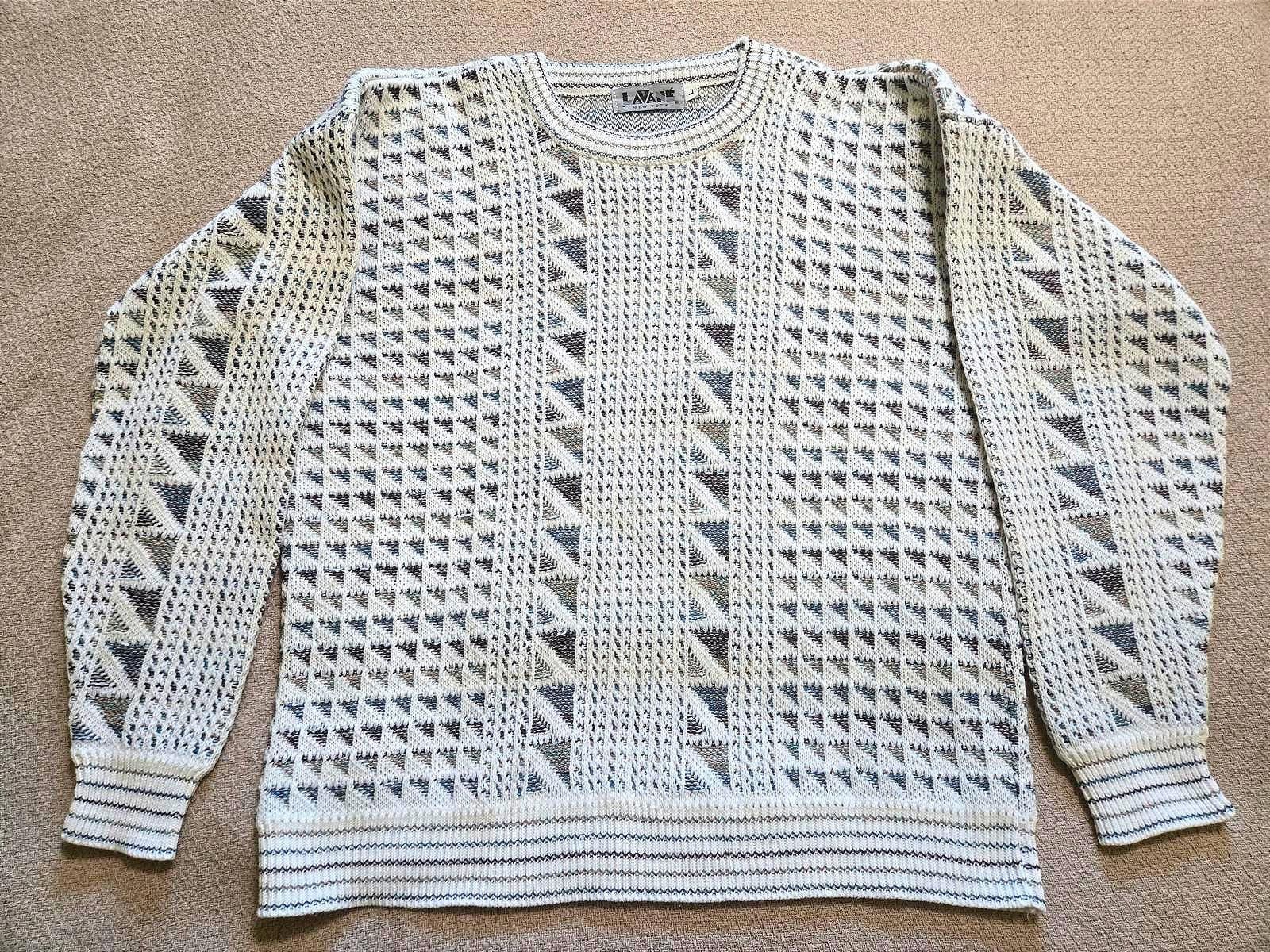 Lavane Lavane Sweater L | Geometric Textured Knit Pullover Size US L / EU 52-54 / 3 - 4 Thumbnail