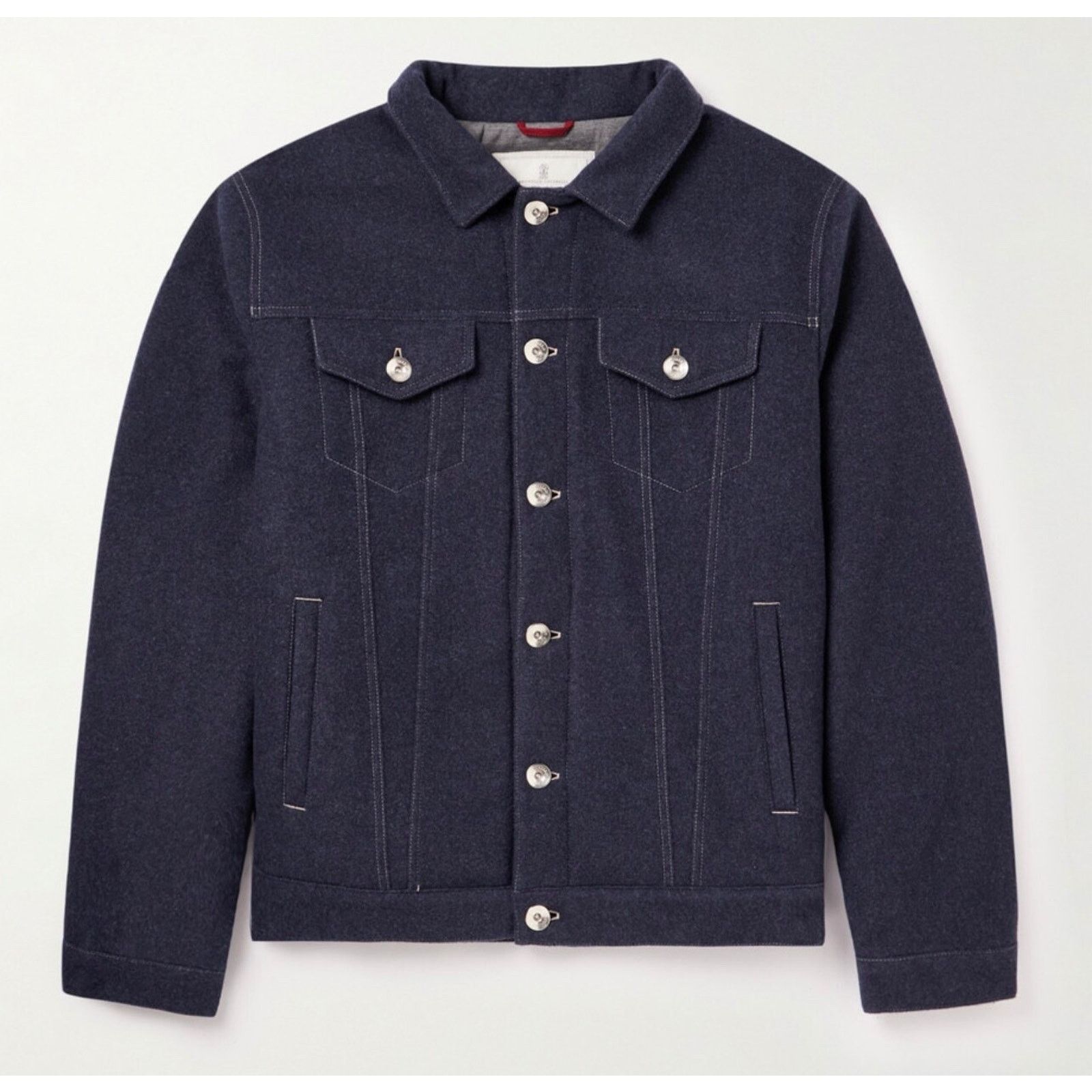 Brunello Cucinelli $7000 Brunello Cucinelli Blue Cashmere Trucker Jacket Medium Size US M / EU 48-50 / 2 - 1 Thumbnail