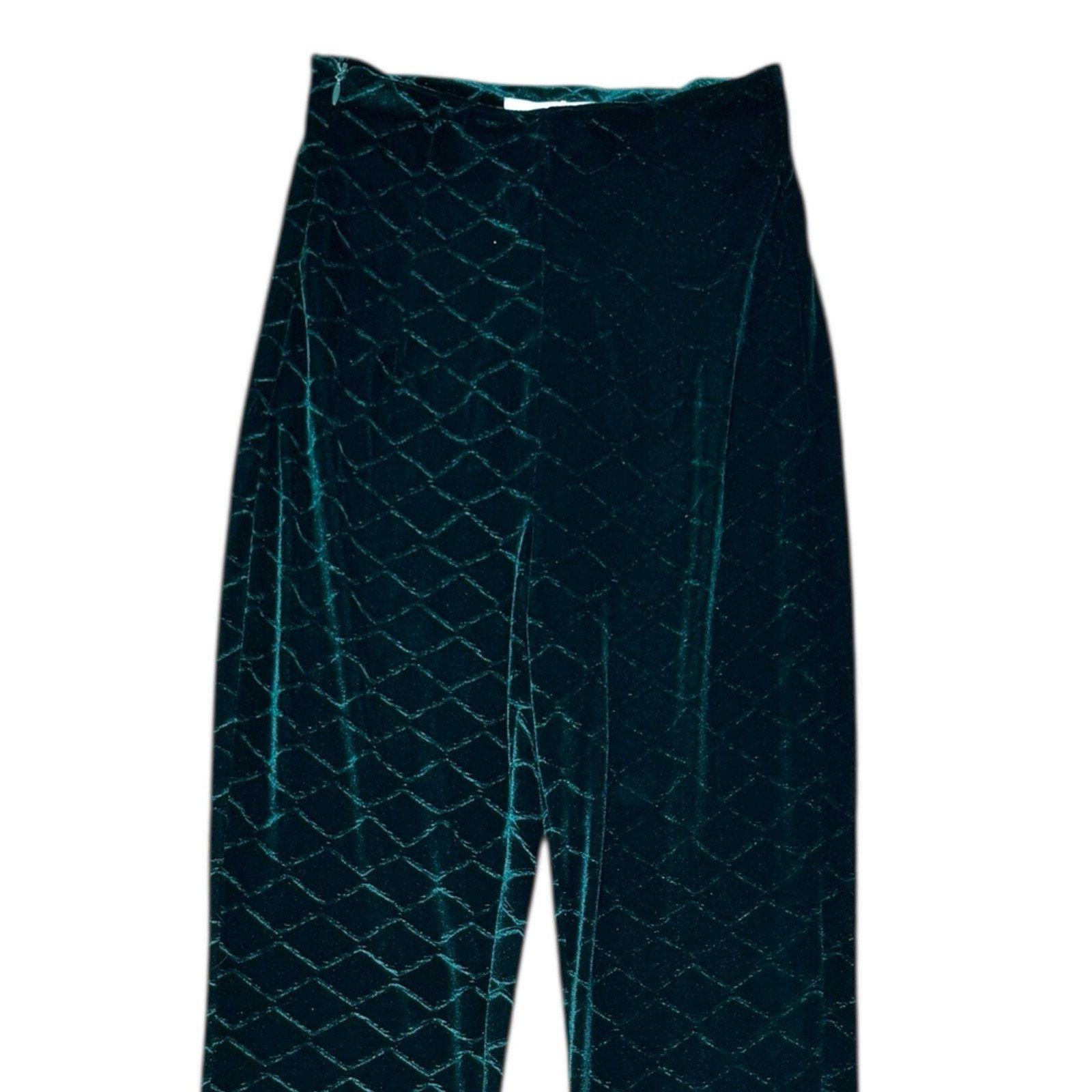 Other Weili Zheng NEW Embossed Velvet Straight leg Pants Green XS Size 24" / US 00 / IT 34 - 2 Thumbnail